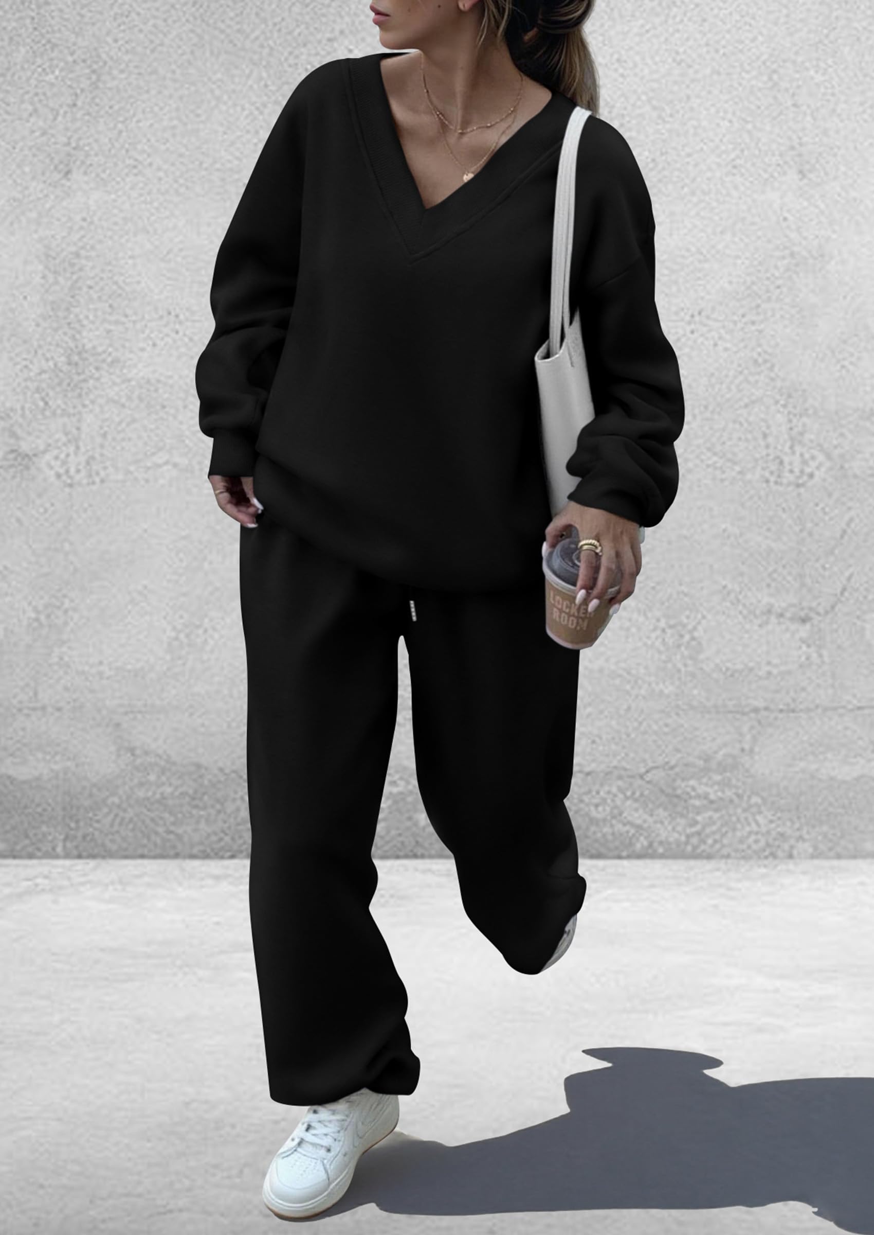 Womens 2 Piece Outfits Fall Sweatsuits,Black,S