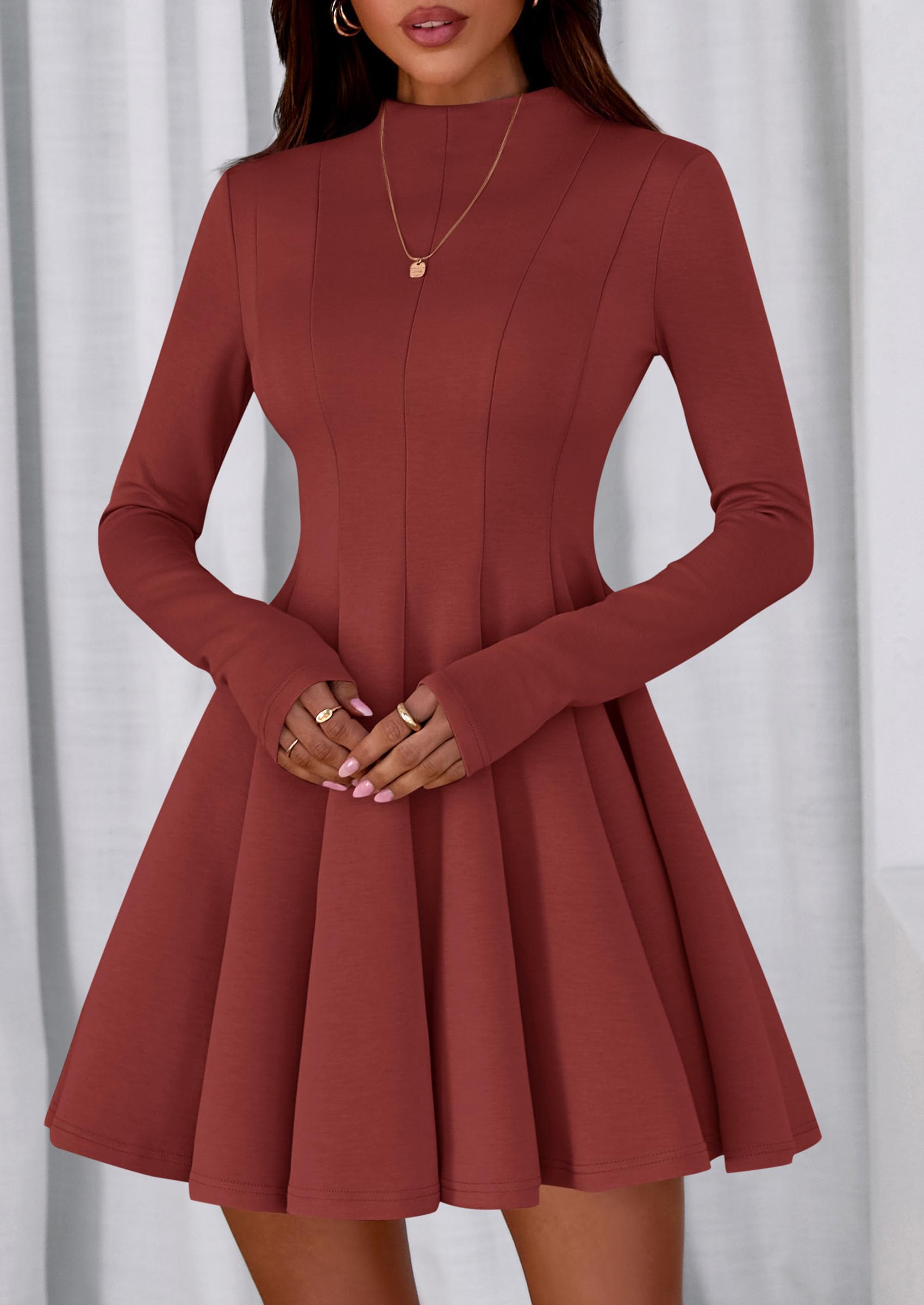 Fall Dresses for Women Long Sleeve Flowy Mini Homecoming Dress