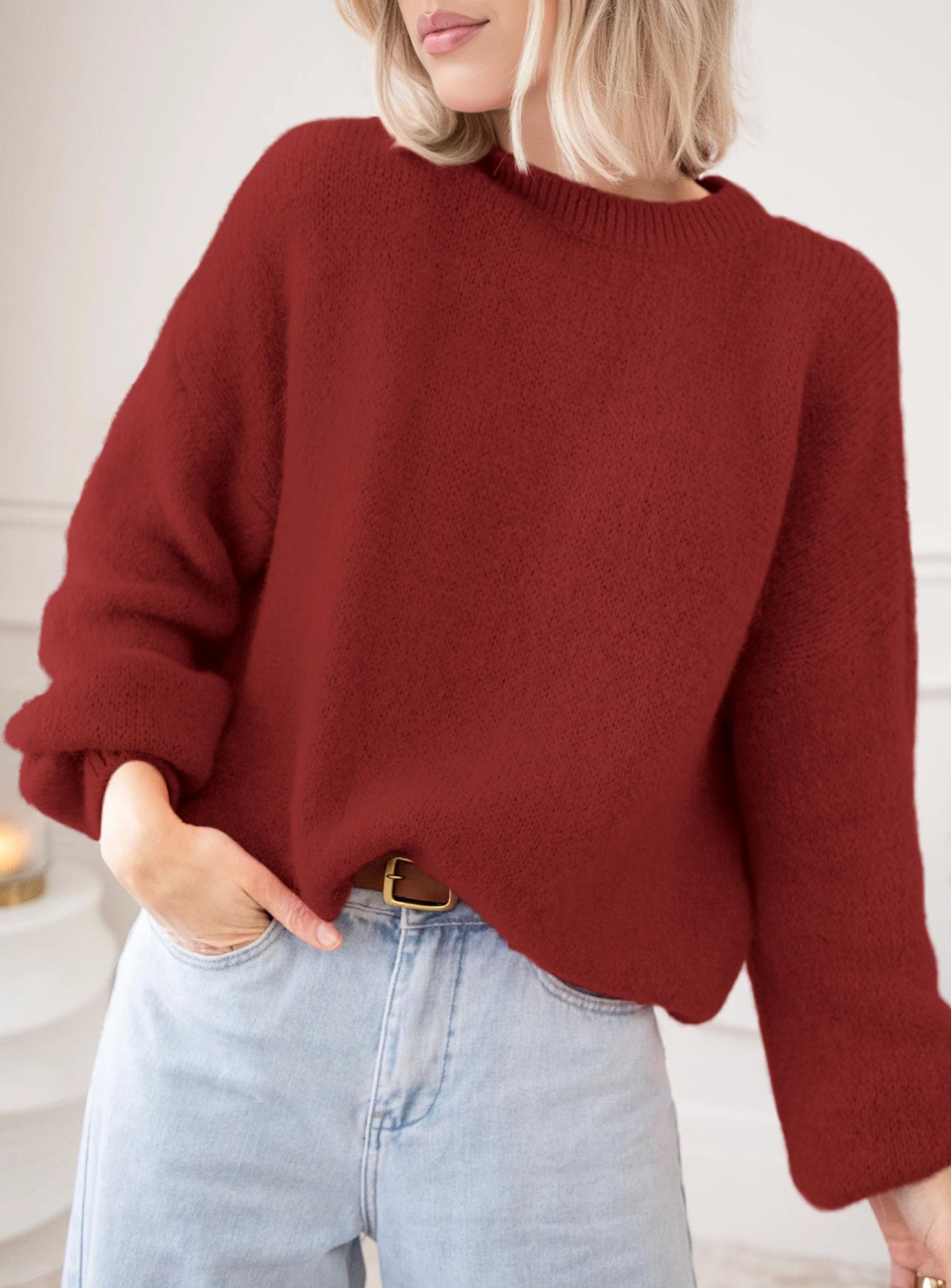Women's Fall Oversized Holiday Sweaters (Red,S)