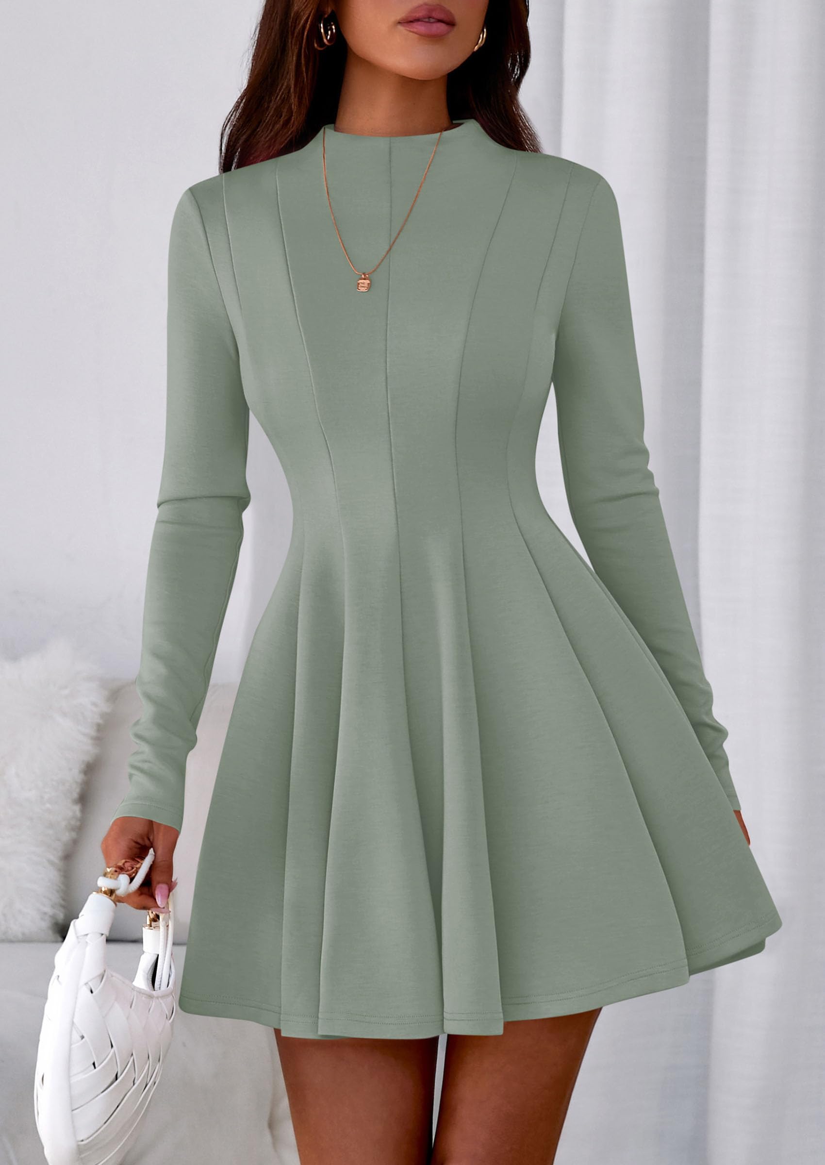 Fall Dresses for Women Long Sleeve Flowy Mini Homecoming Dress