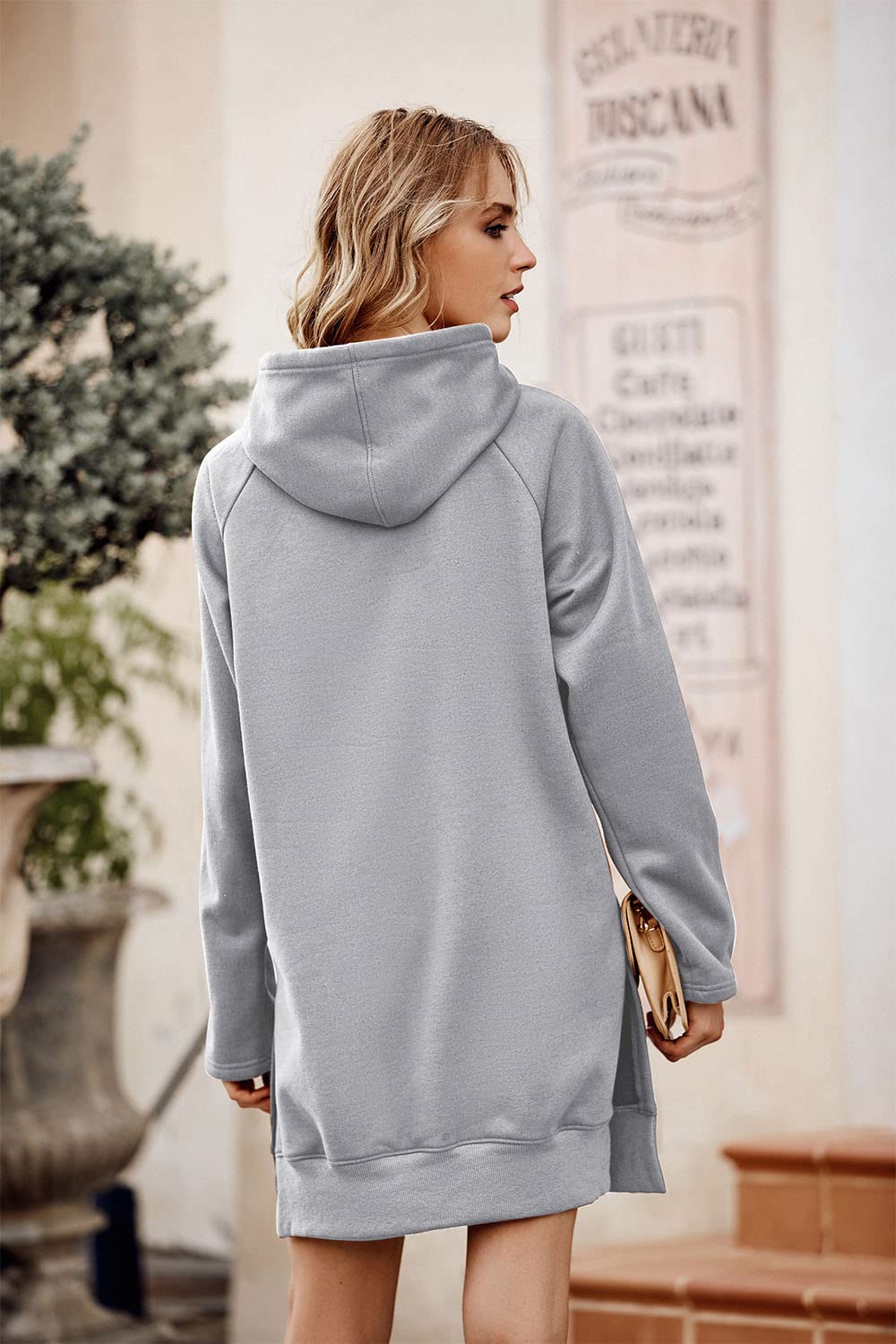 Sweatshirt for Women Fall Oversized Hoodie Dress,Light Grey,S