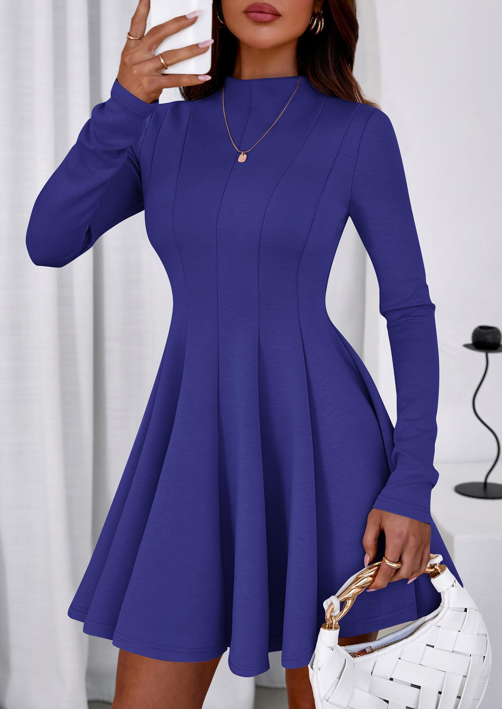 Fall Dresses for Women Long Sleeve Flowy Mini Homecoming Dress