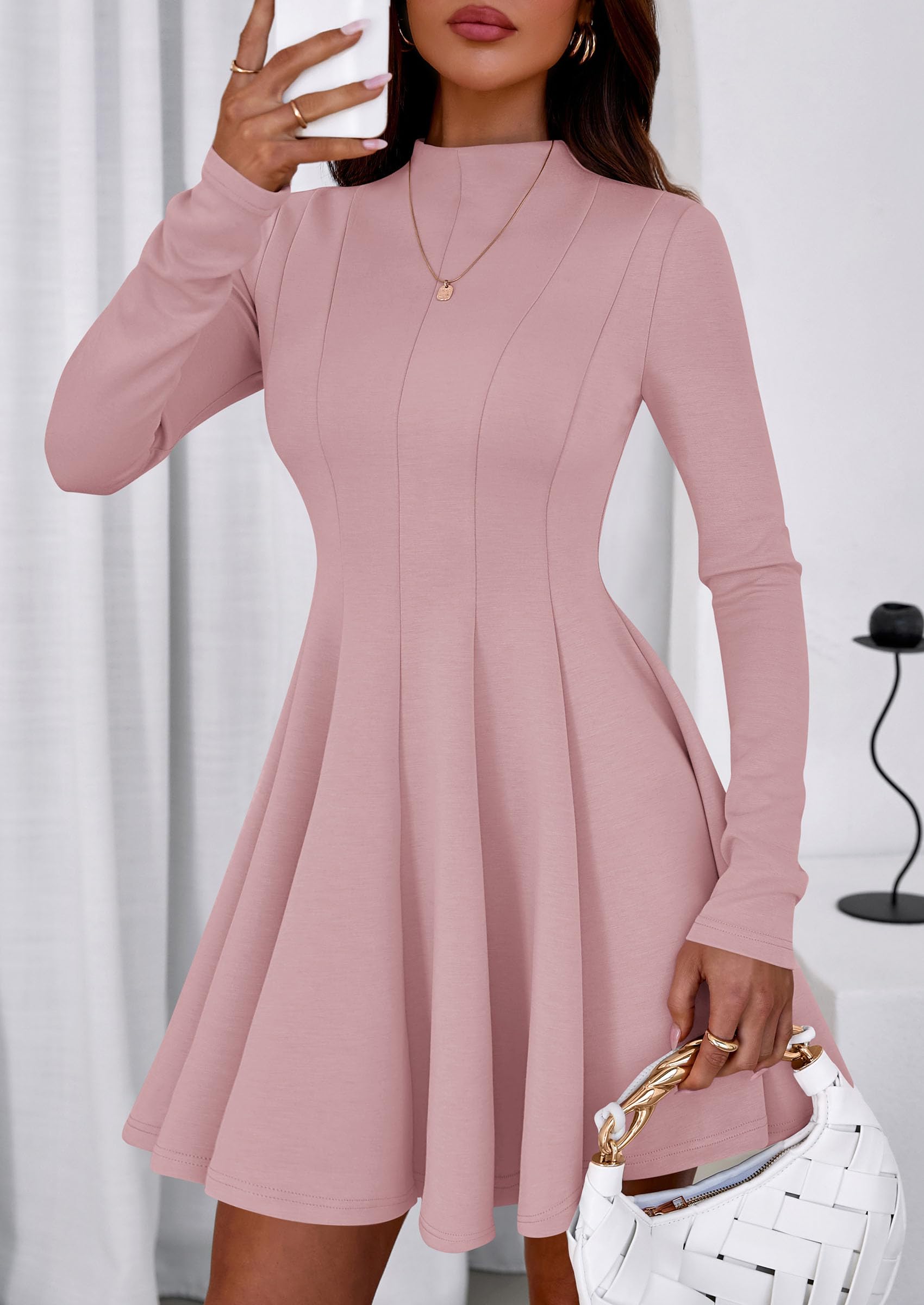 Fall Dresses for Women Long Sleeve Flowy Mini Homecoming Dress
