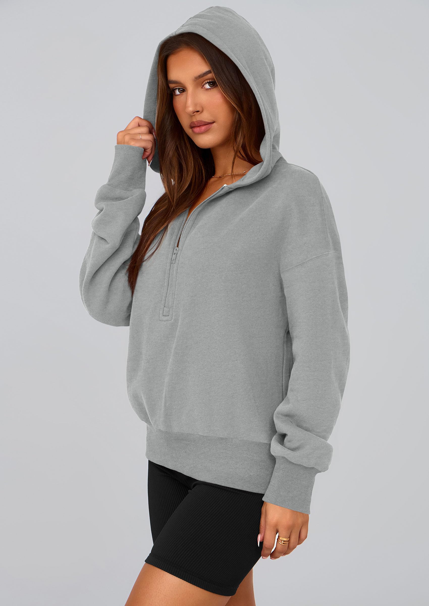Women's Fall Half Zip Cropped Hoodie Sweatshirt