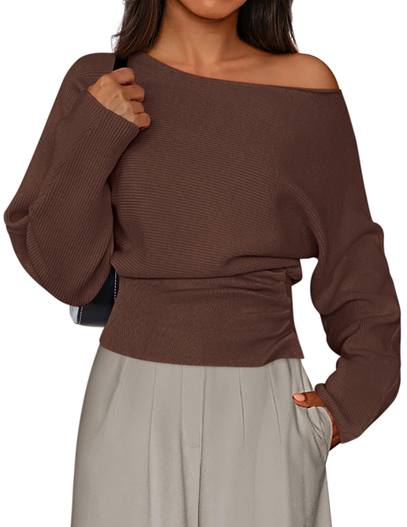 Women's Off the Shoulder Sweater Trendy Fall Going Out Tops