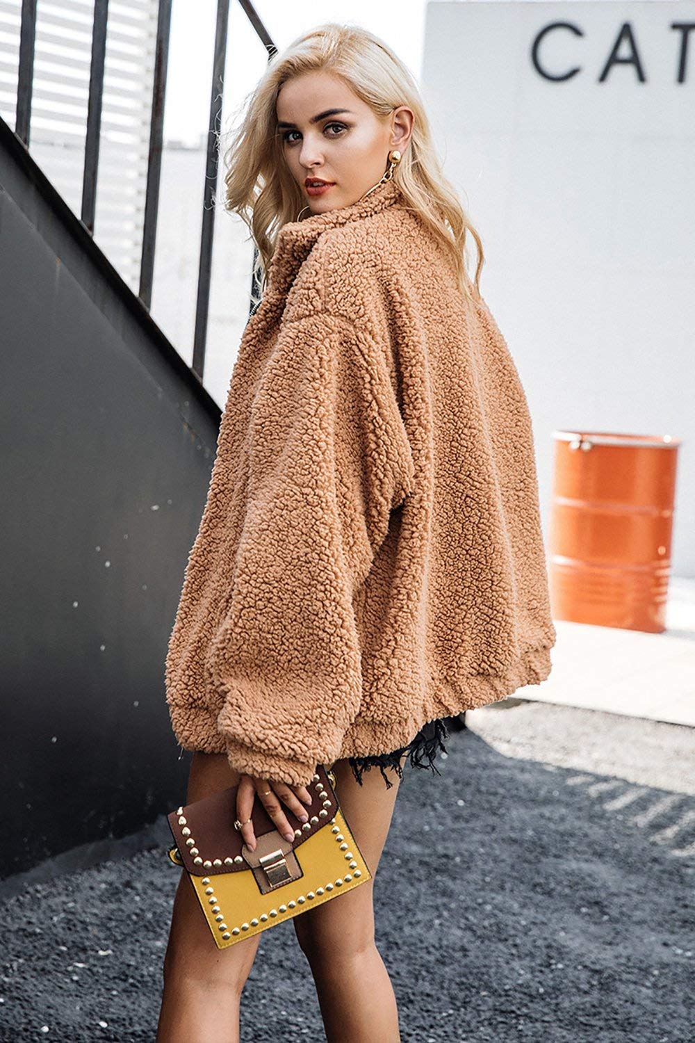 Oversized Sherpa Fleece Jacket Women's Winter Coats Outerwear