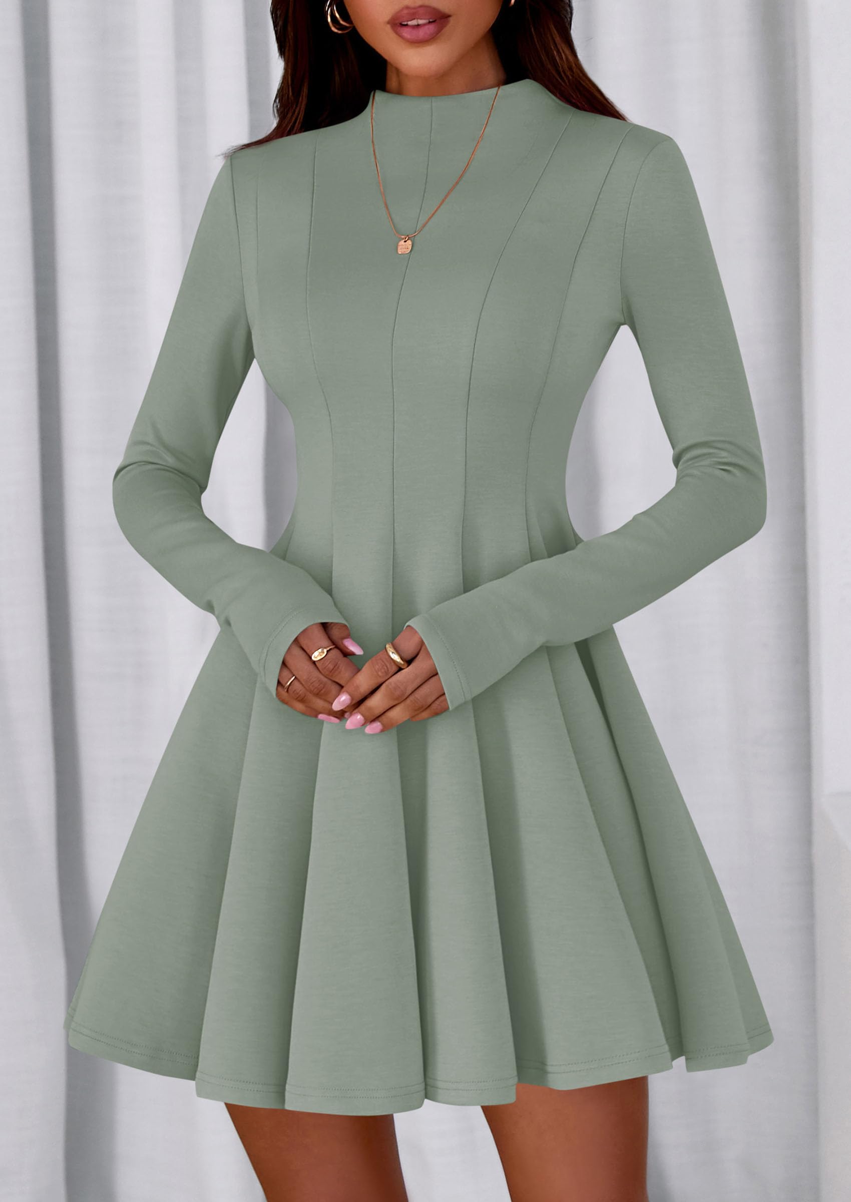 Fall Dresses for Women Long Sleeve Flowy Mini Homecoming Dress