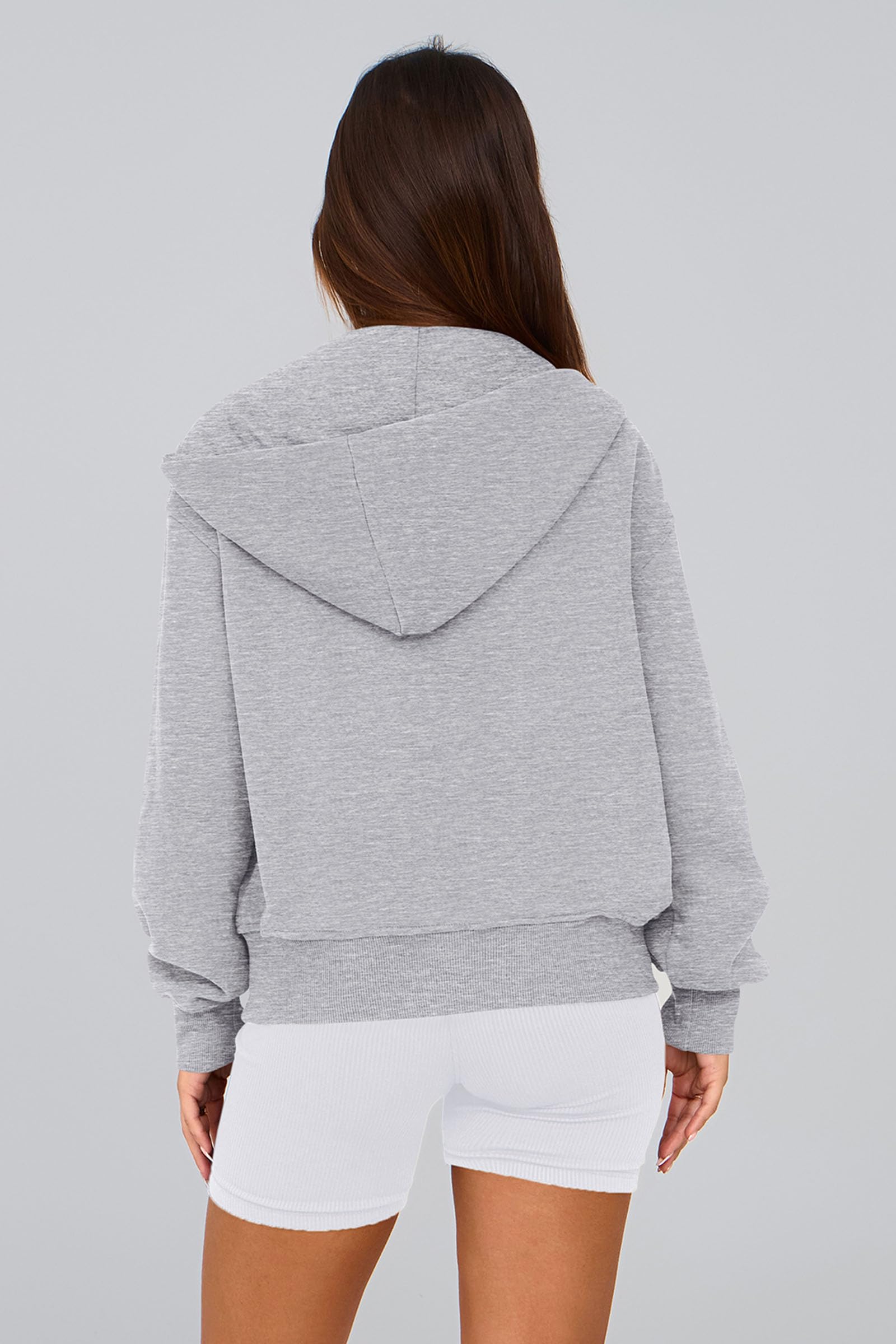 Hoodies for Women Fall Fashion Zip Up Fleece Plain Sweatshirt