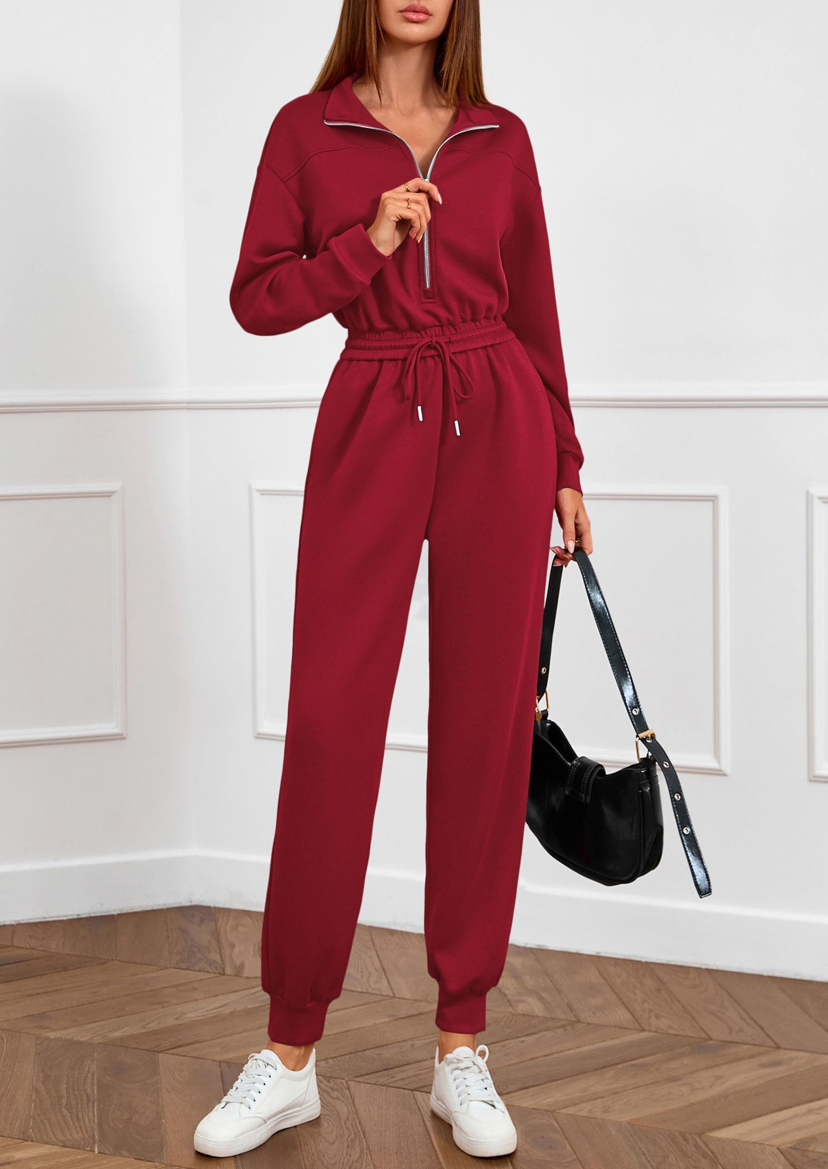 Long Sleeve Jumpsuits for Women Fall One Piece Travel Outfits