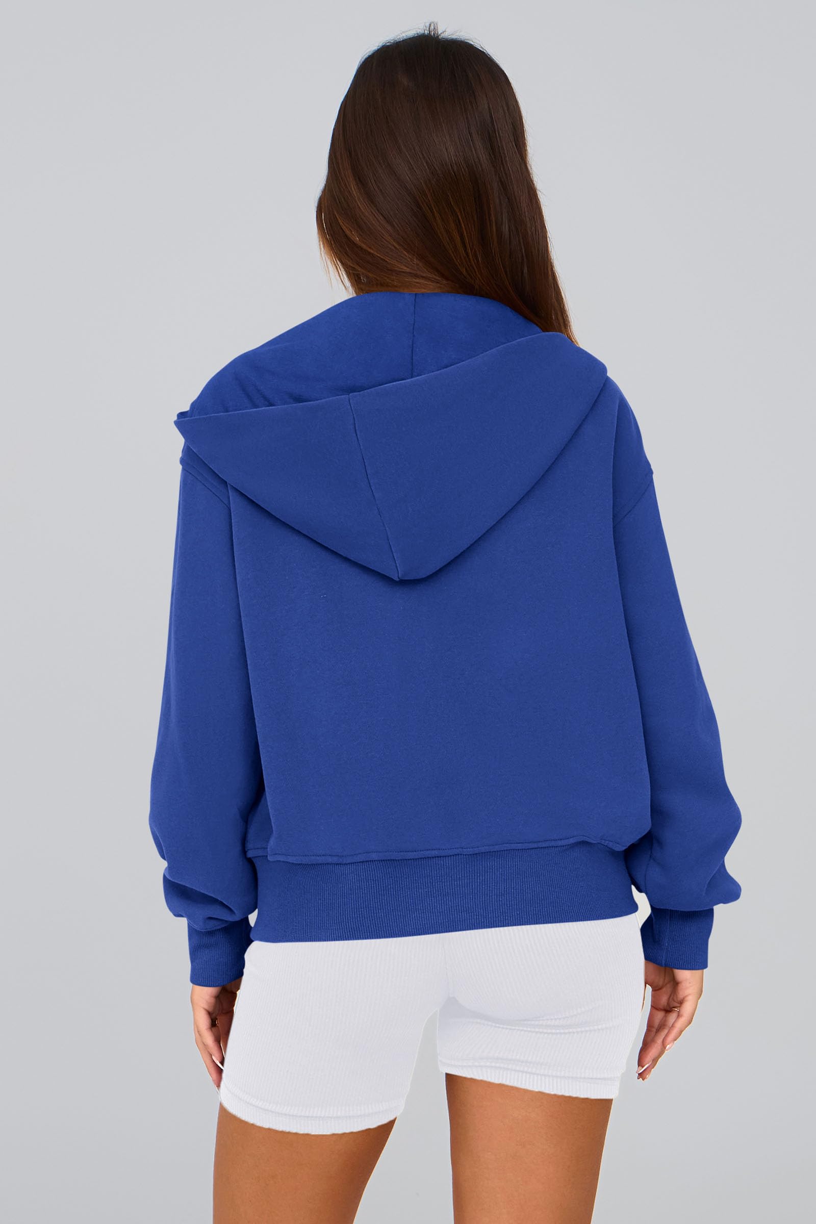 Hoodies for Women Fall Fashion Zip Up Fleece Plain Sweatshirt