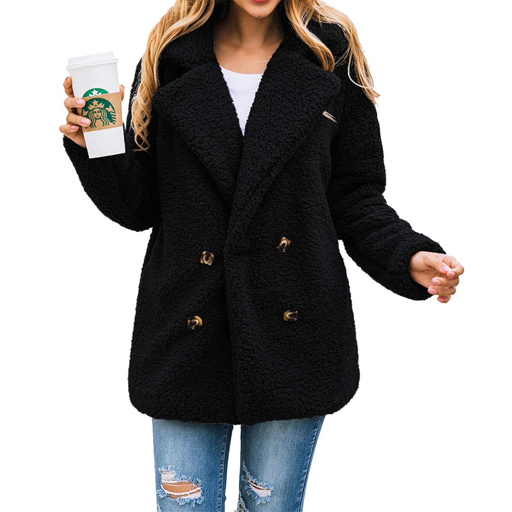 Oversized Sherpa Fleece Jacket Women's Winter Coats Outerwear
