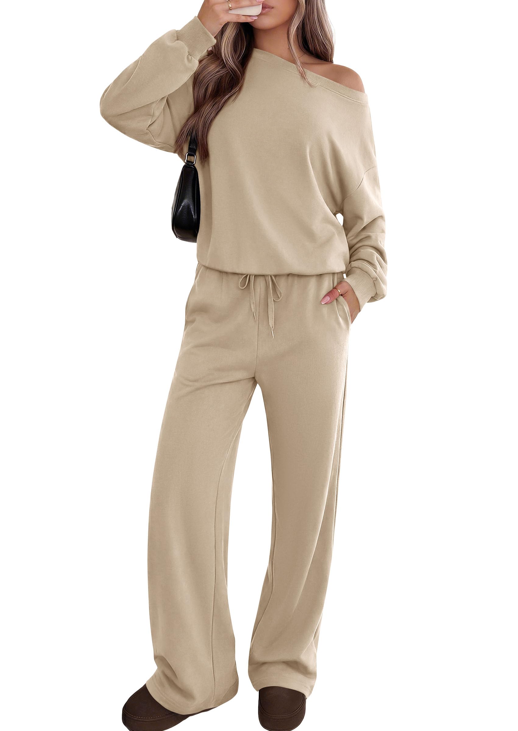 2 Piece Sets for Women Off the Shoulder Matching Lounge Set