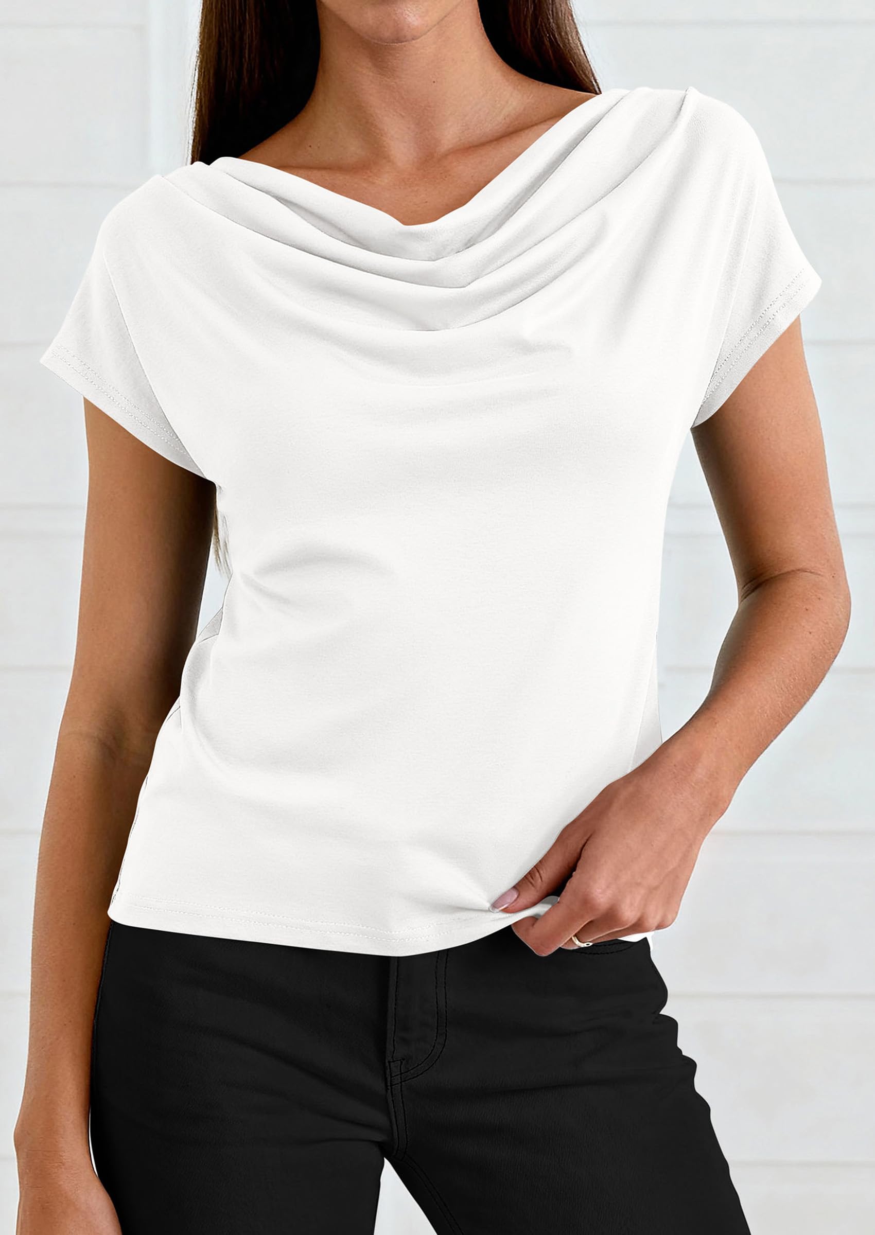 Womens Tops Dressy Business Casual Work Blouses, White,XS