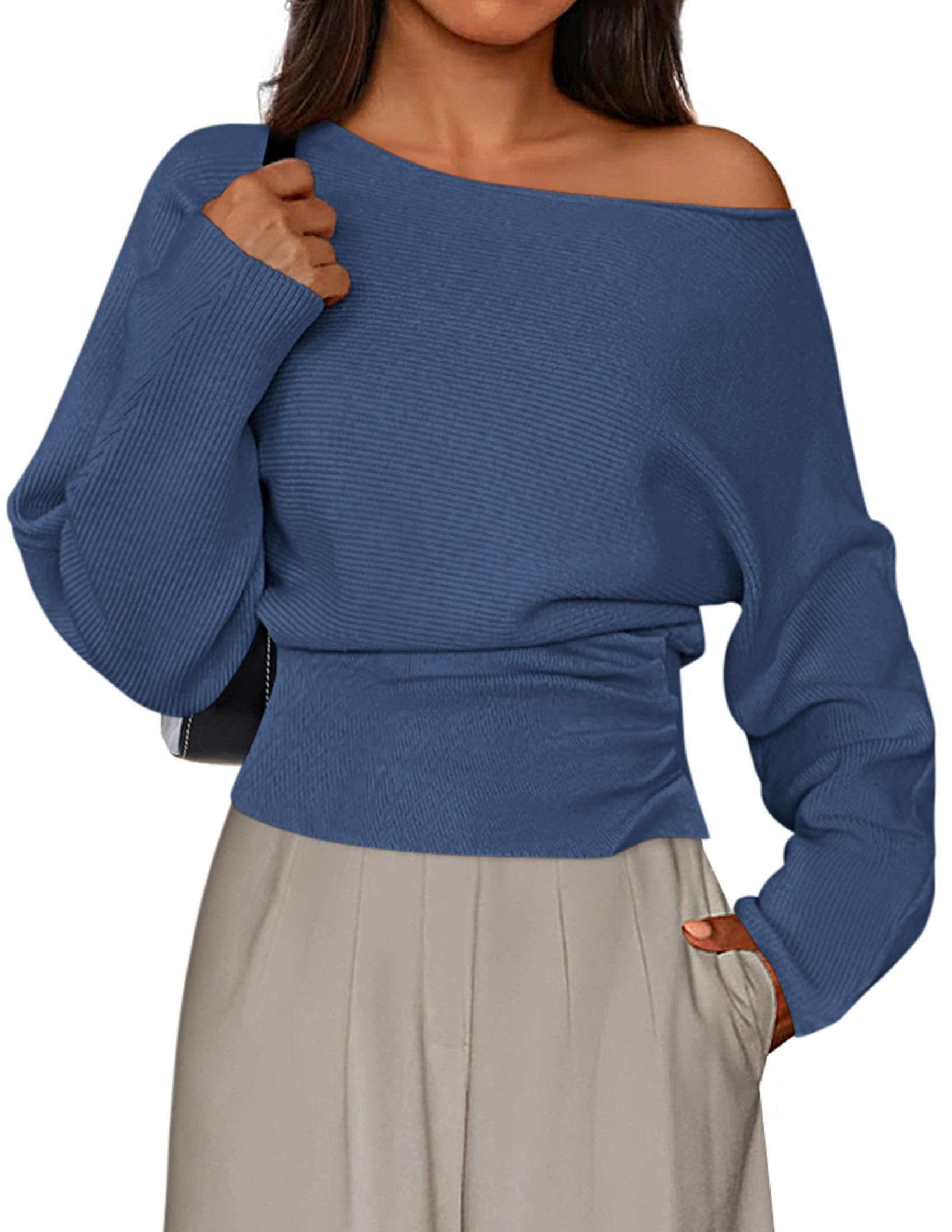 Women's Off the Shoulder Sweater Trendy Fall Going Out Tops