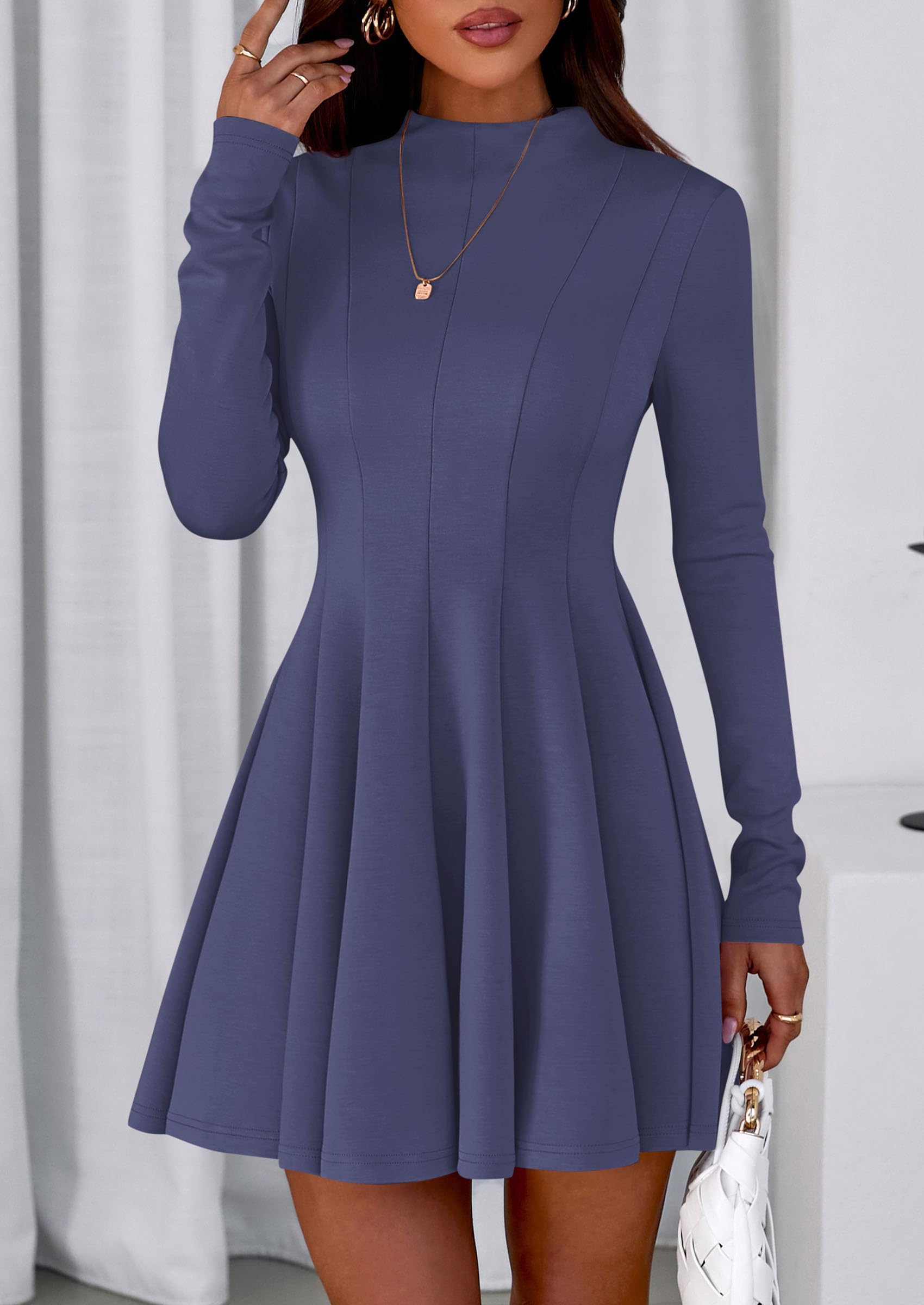 Fall Dresses for Women Long Sleeve Flowy Mini Homecoming Dress