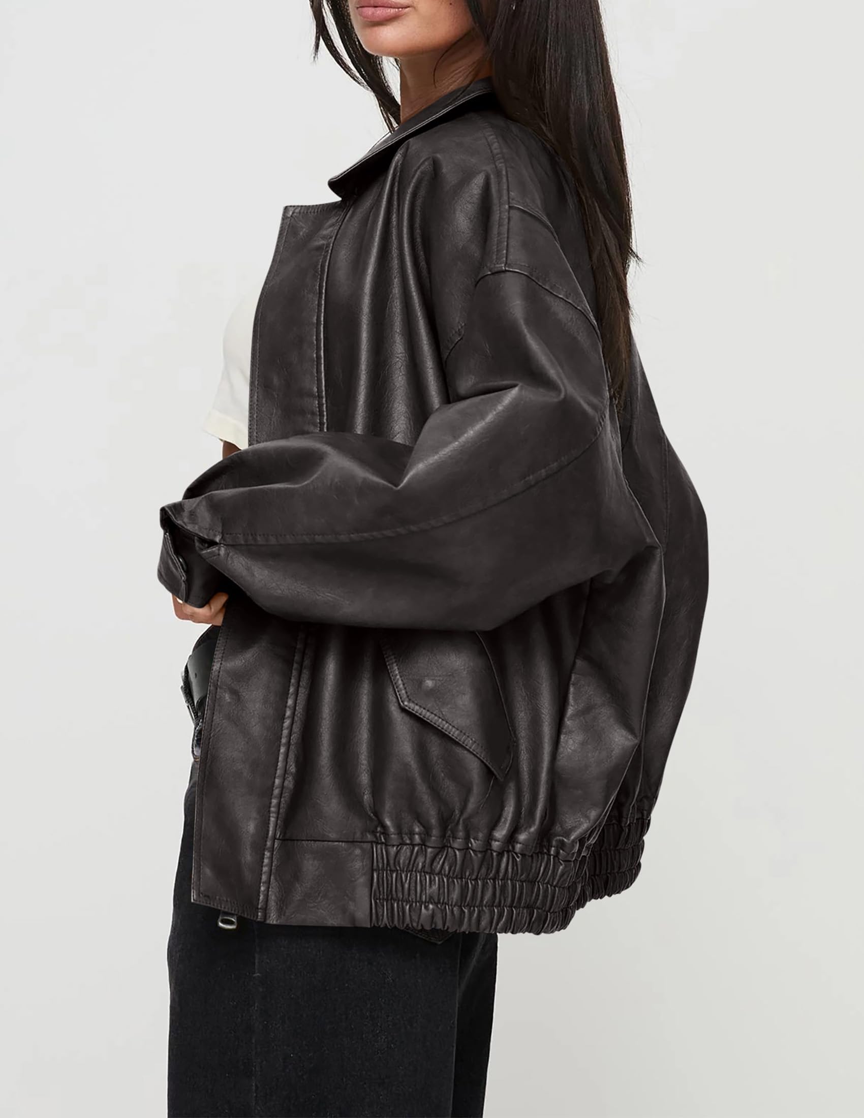Women's Faux Leather Motorcycle Jackets(Grey,X-Small)