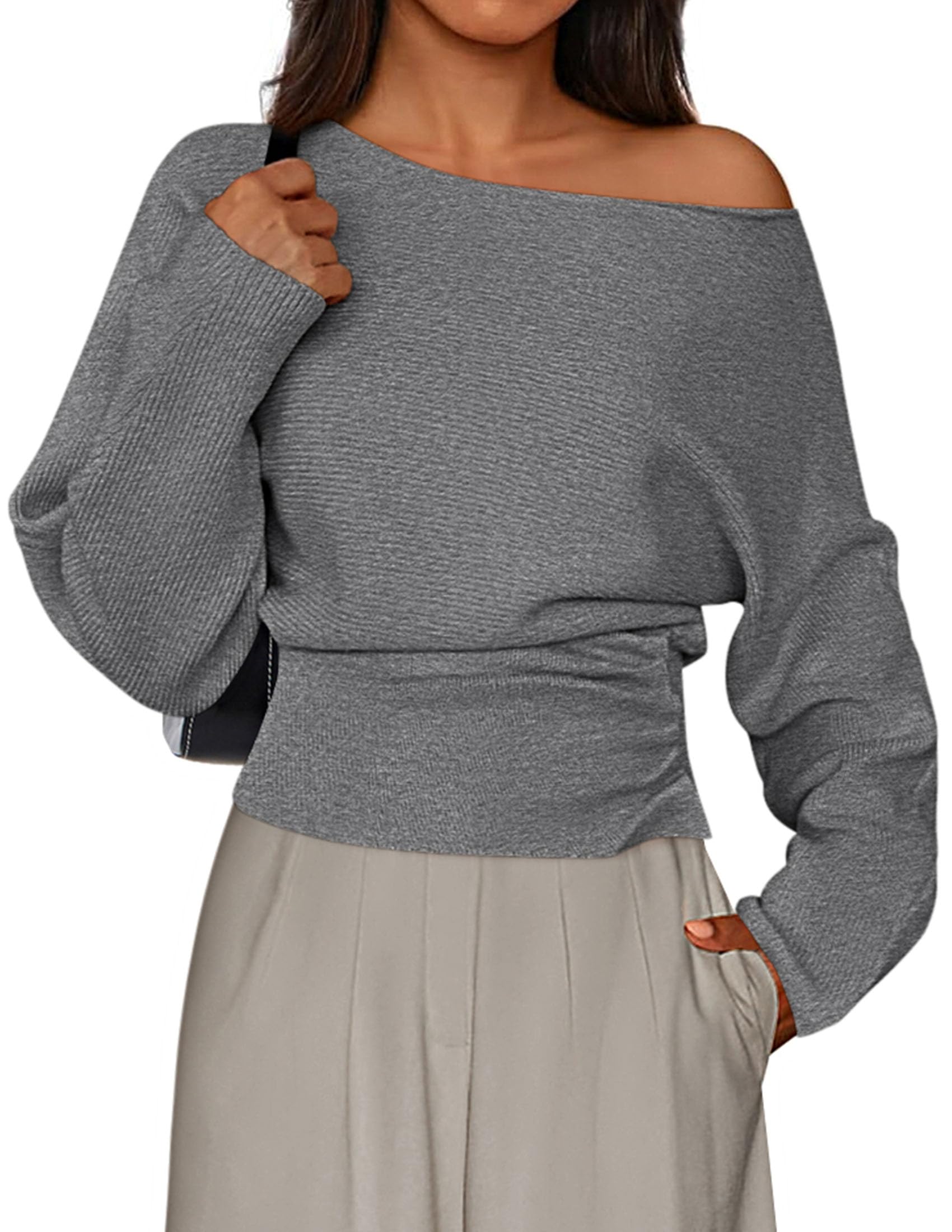 Women's Off the Shoulder Sweater Trendy Fall Going Out Tops