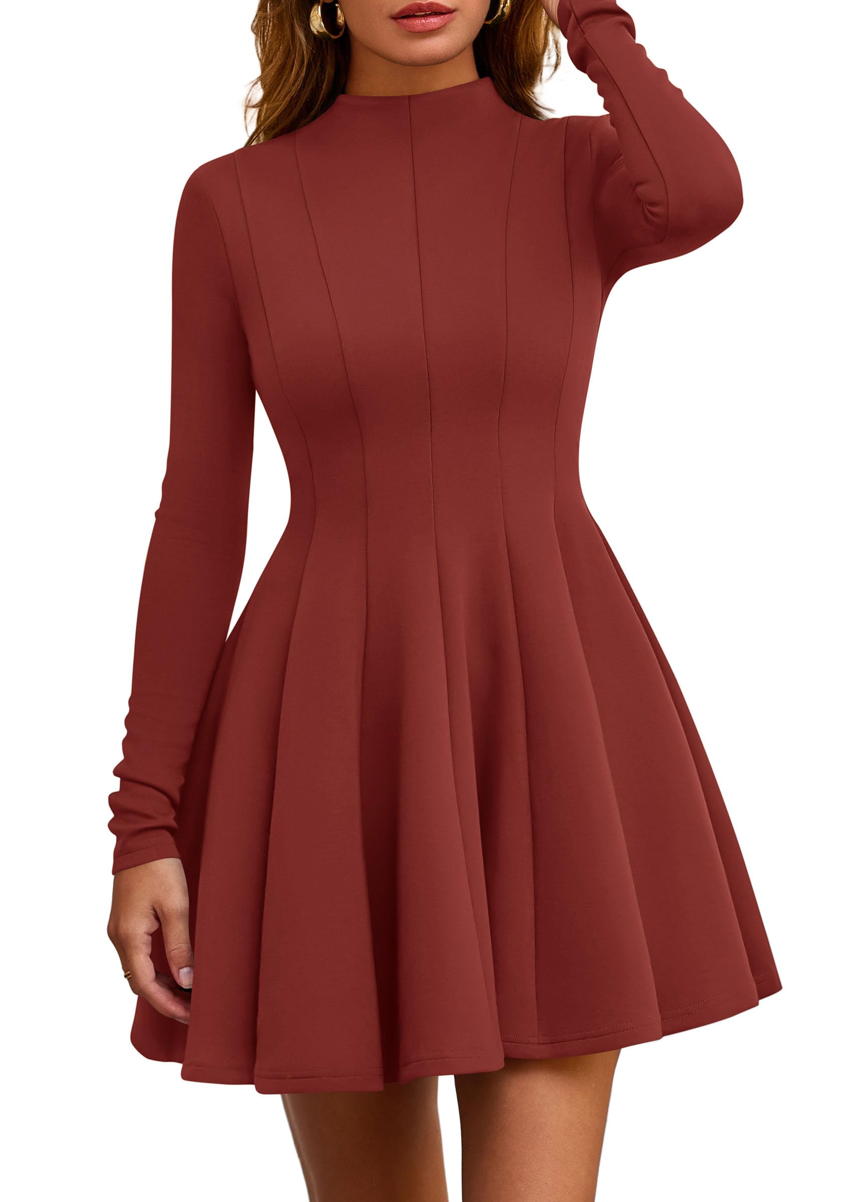 Fall Dresses for Women Long Sleeve Flowy Mini Homecoming Dress