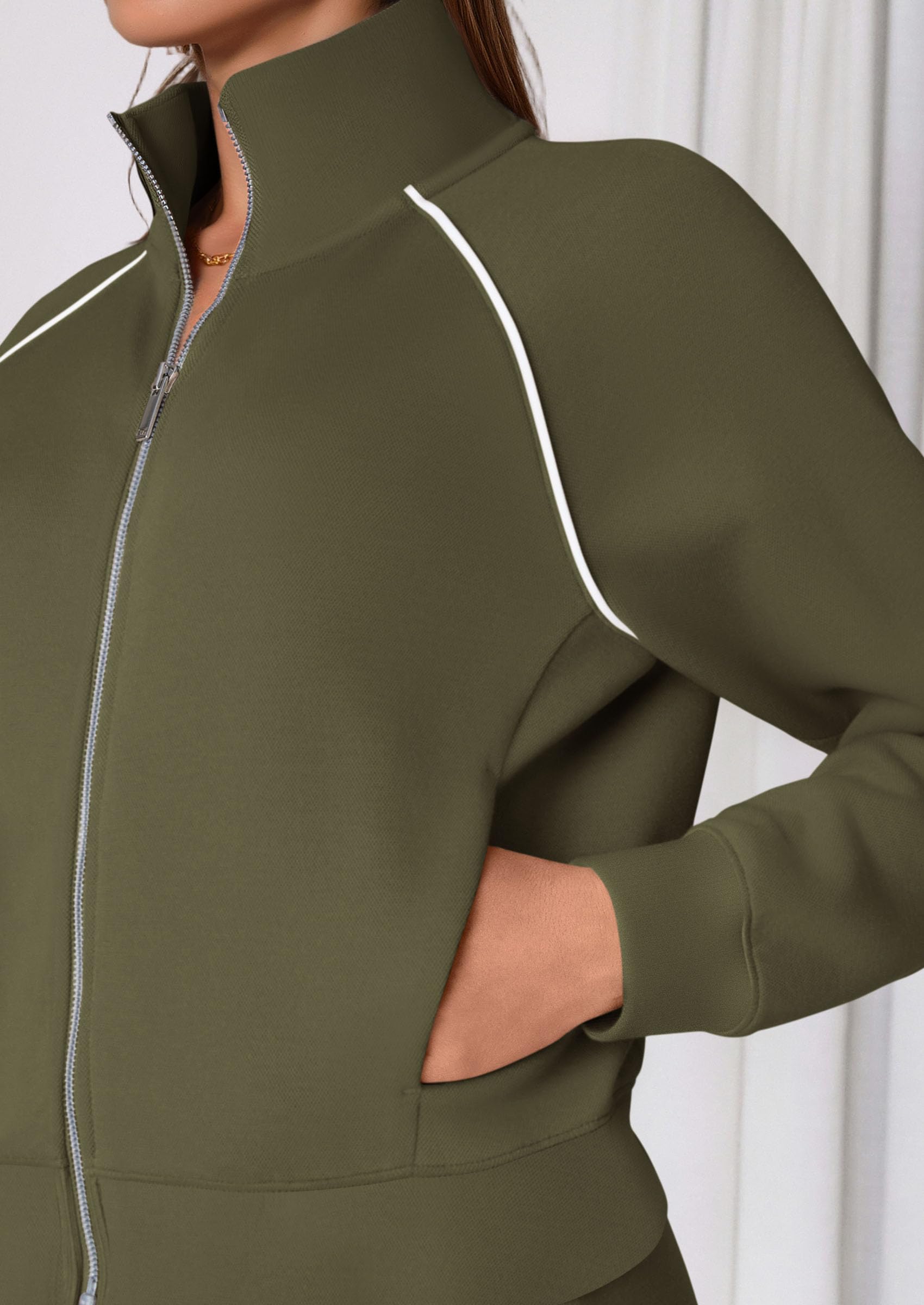 Women's 2 Piece Outfits Sweatsuits Lounge Sets,Army Green,S