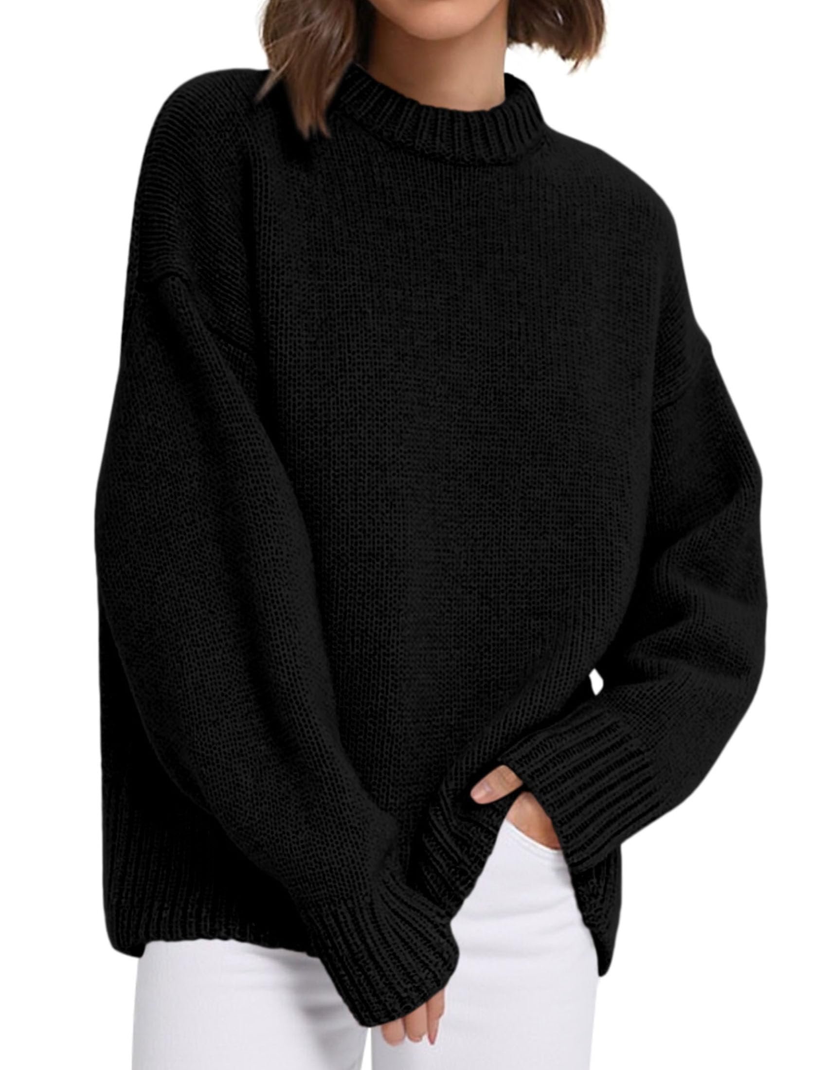 Casual Rollneck Sweater Womens Fall Fashion 2026 Black,L