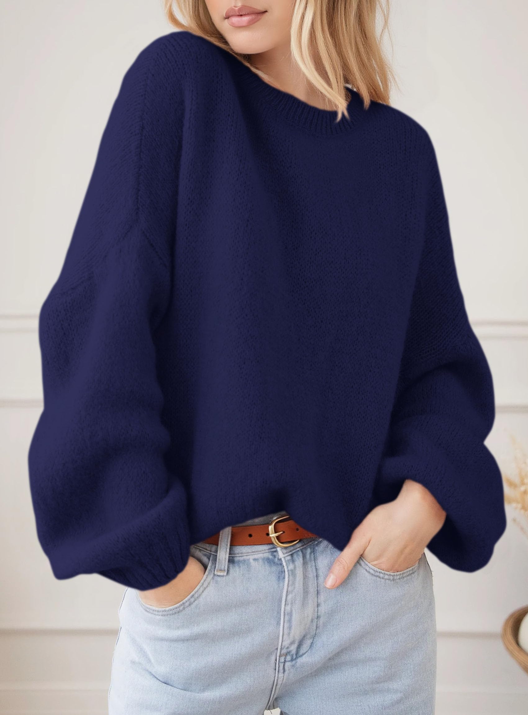Women's Fall Oversized Holiday Sweaters (Navy Blue,S)