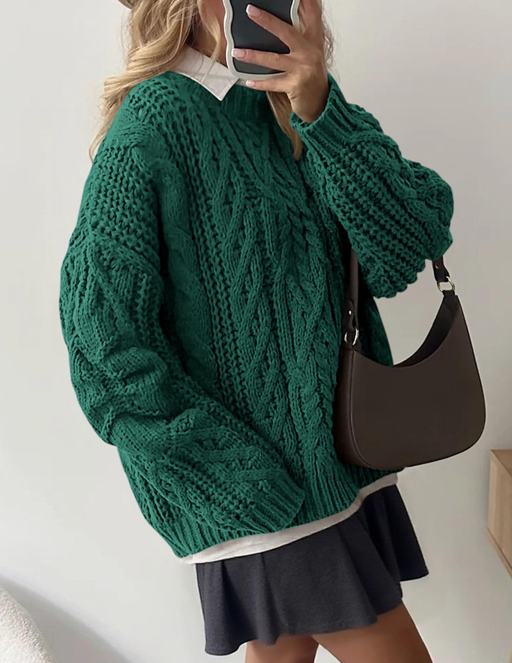 Womens Oversized Fall Sweaters Chunky Cable Knit Pullover Tops