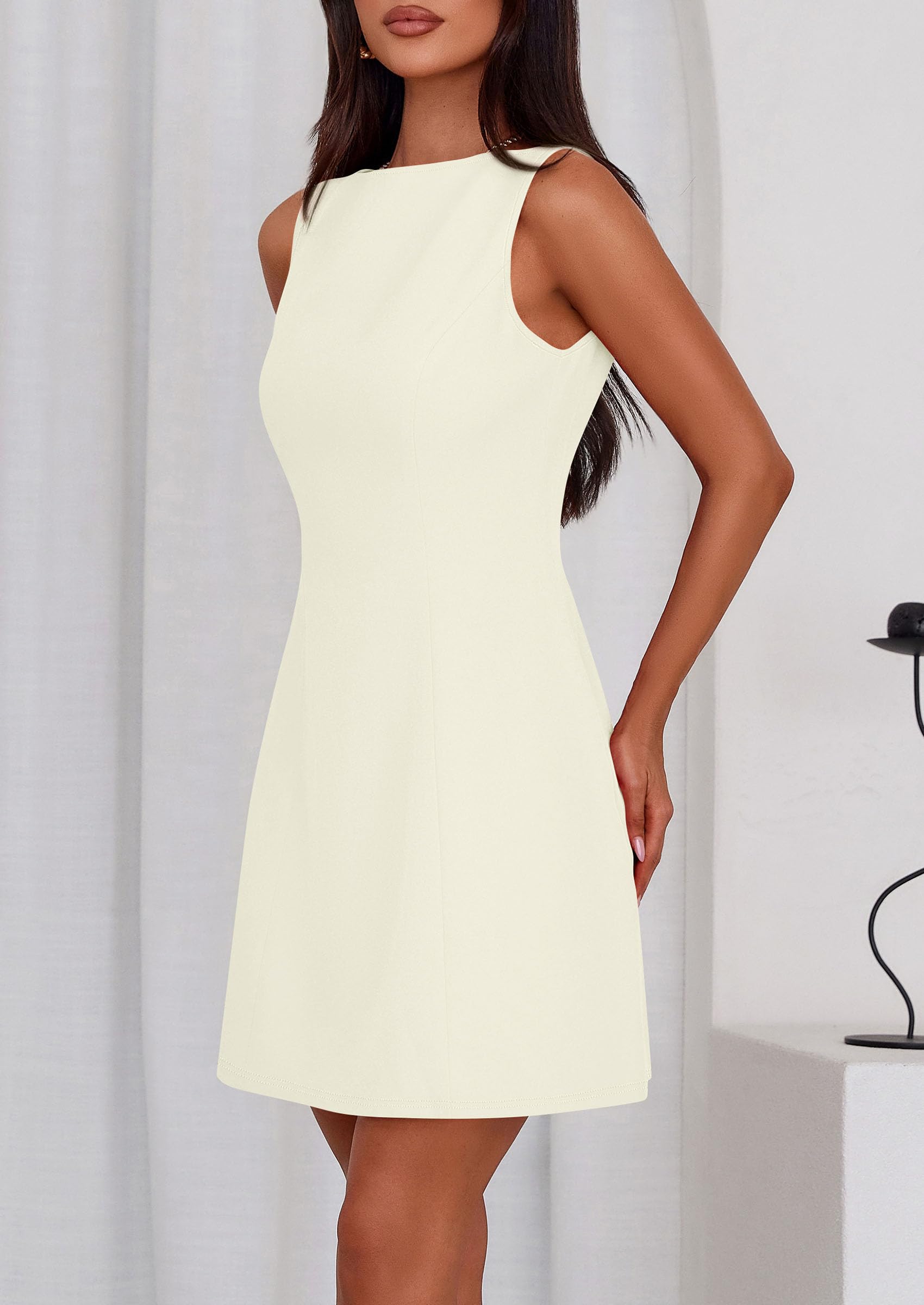 Women's Formal Short Dresses A Line Mini Dress,Beige,XS