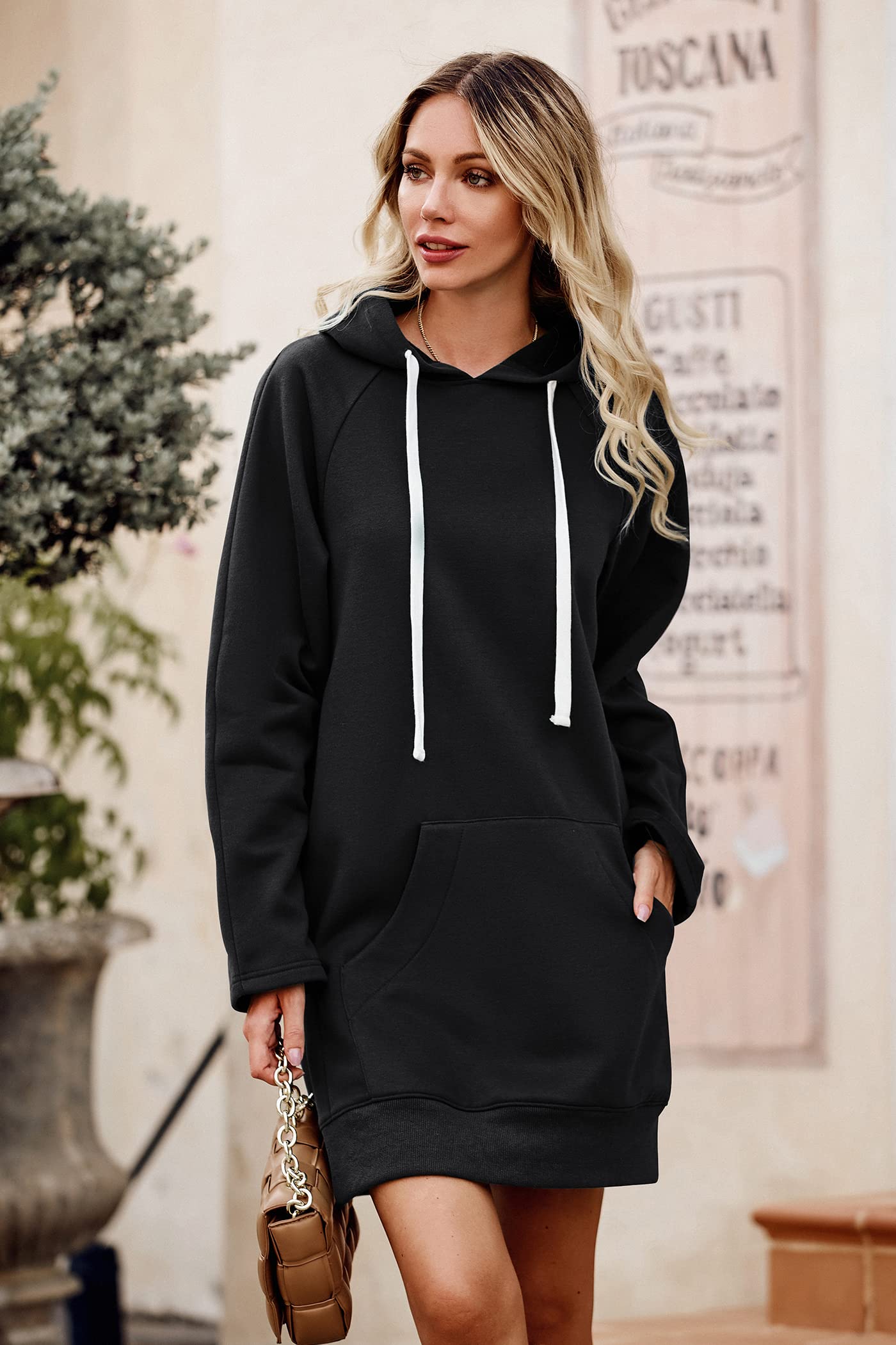 Sweatshirt for Women Fall Oversized Hoodie Dress,Black,S