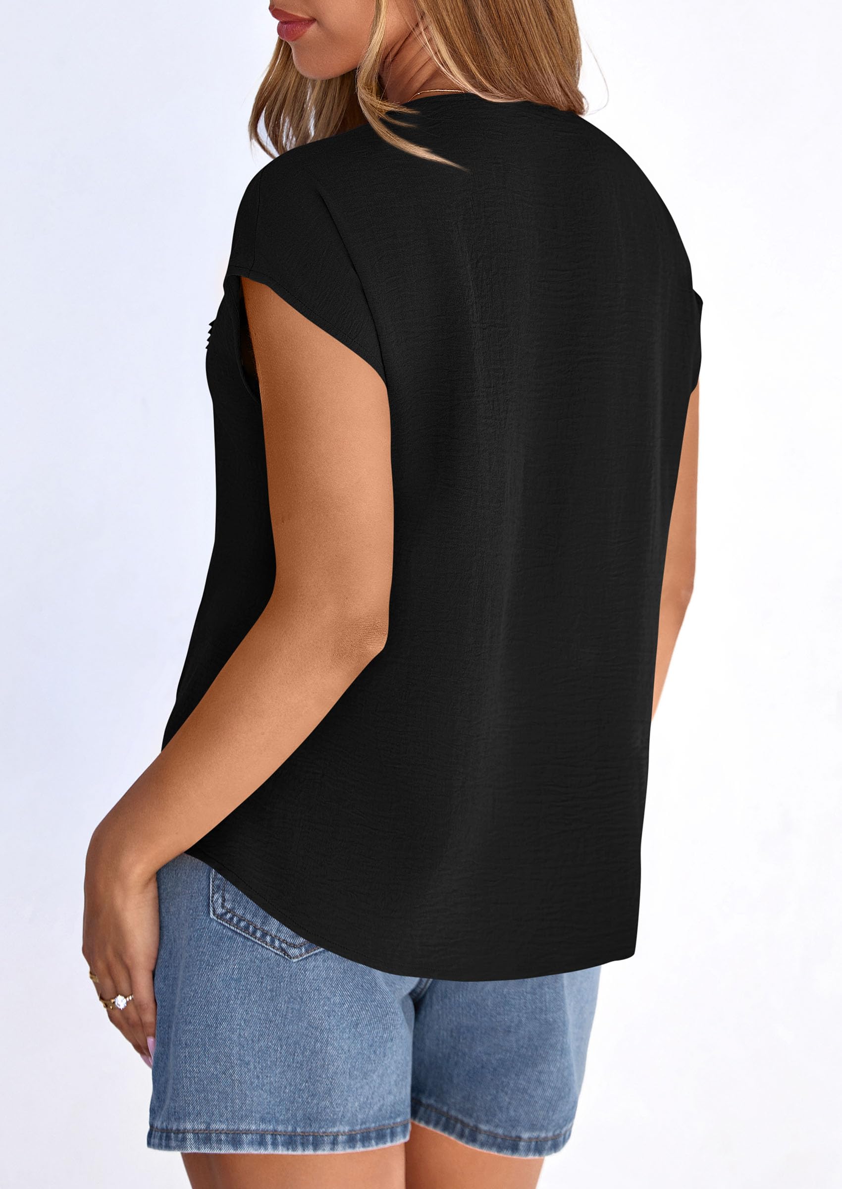 Women's Summer Tops Dressy Casual Blouses,Black,S