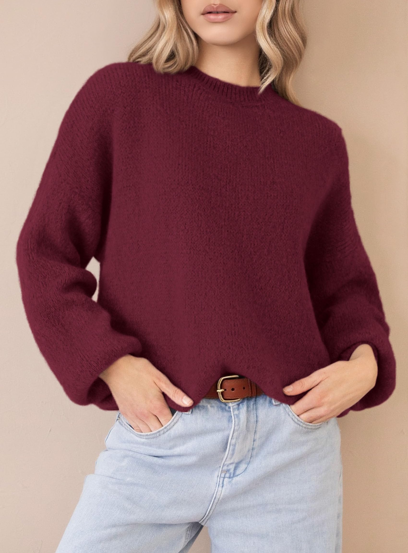 Women's Fall Oversized Holiday Sweaters (Burgundy,S)