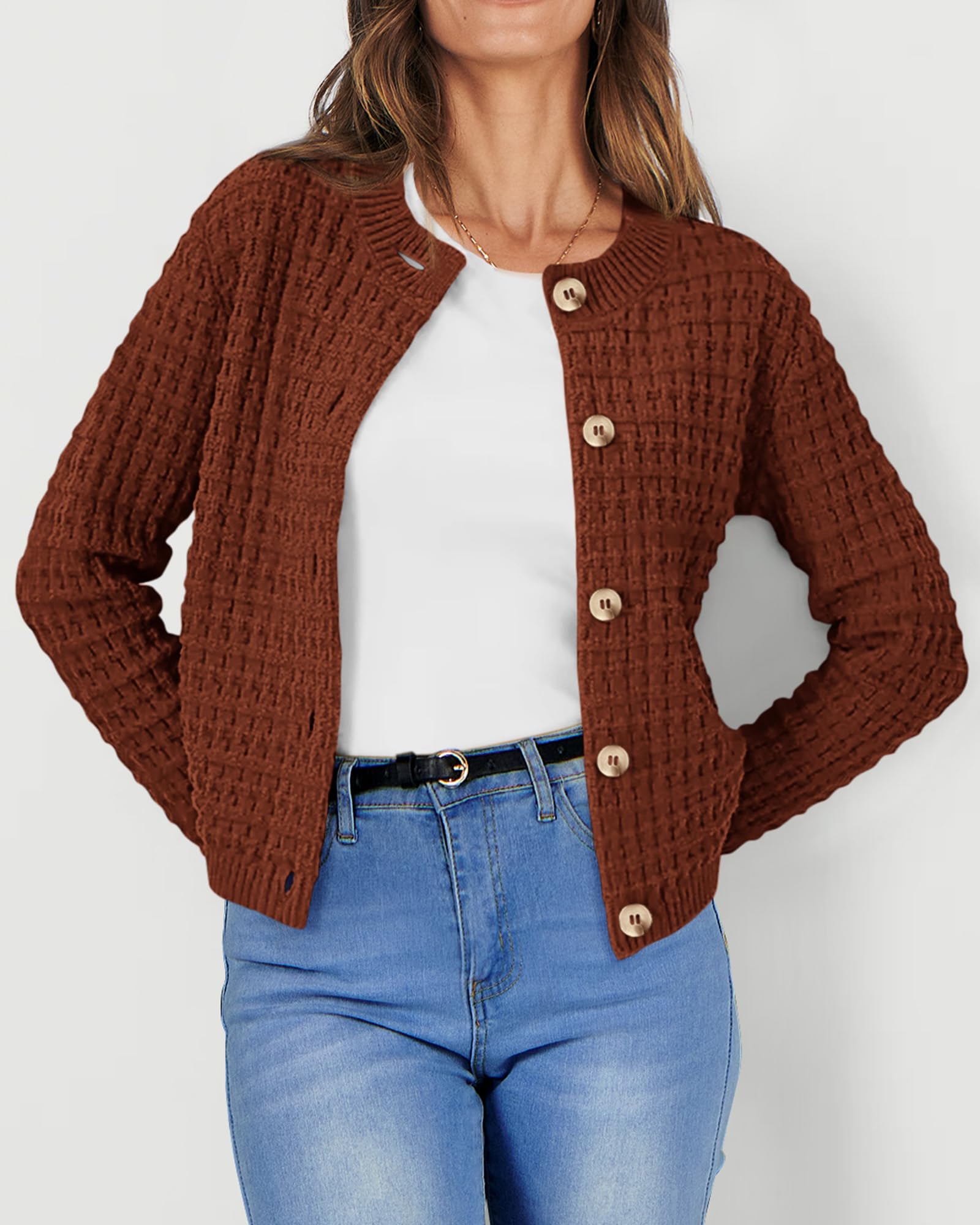Women's Fall Lightweight Cardigan Sweaters Caramel