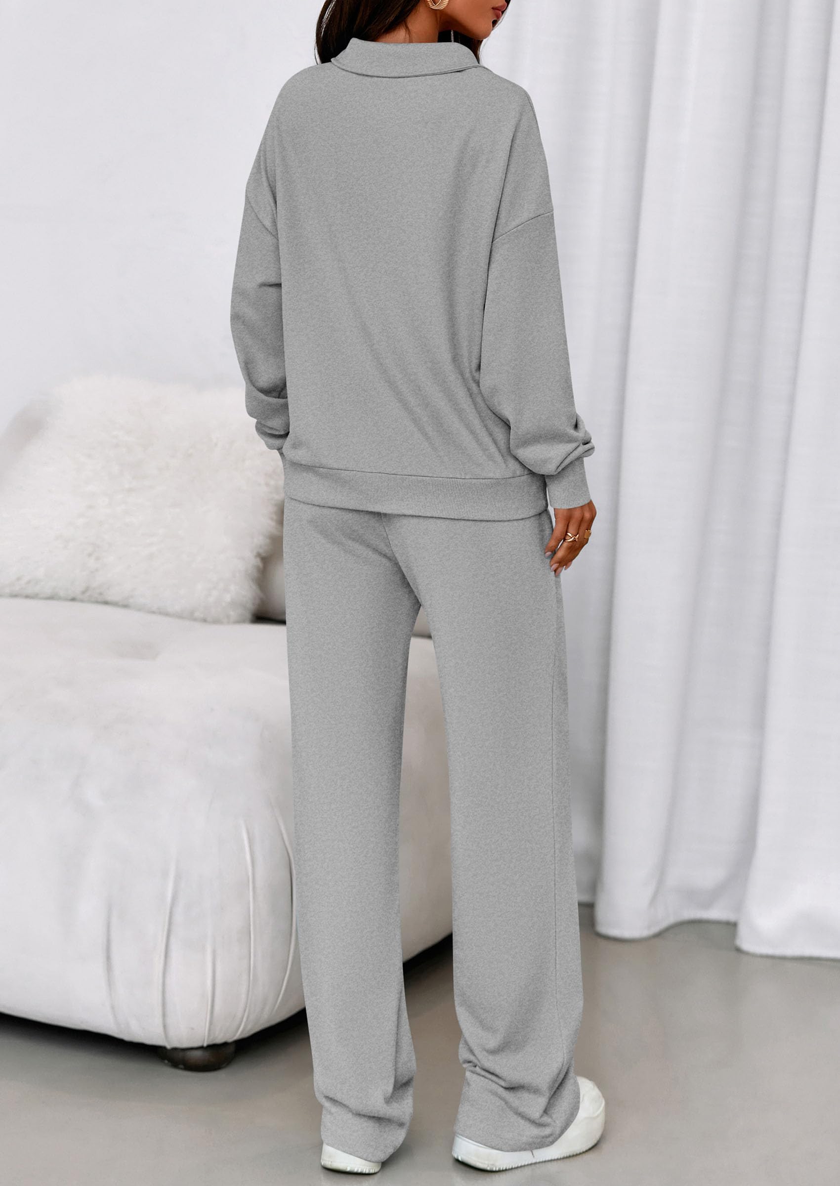 Womens 2 Piece Outfits Matching Lounge Sets,Grey,S