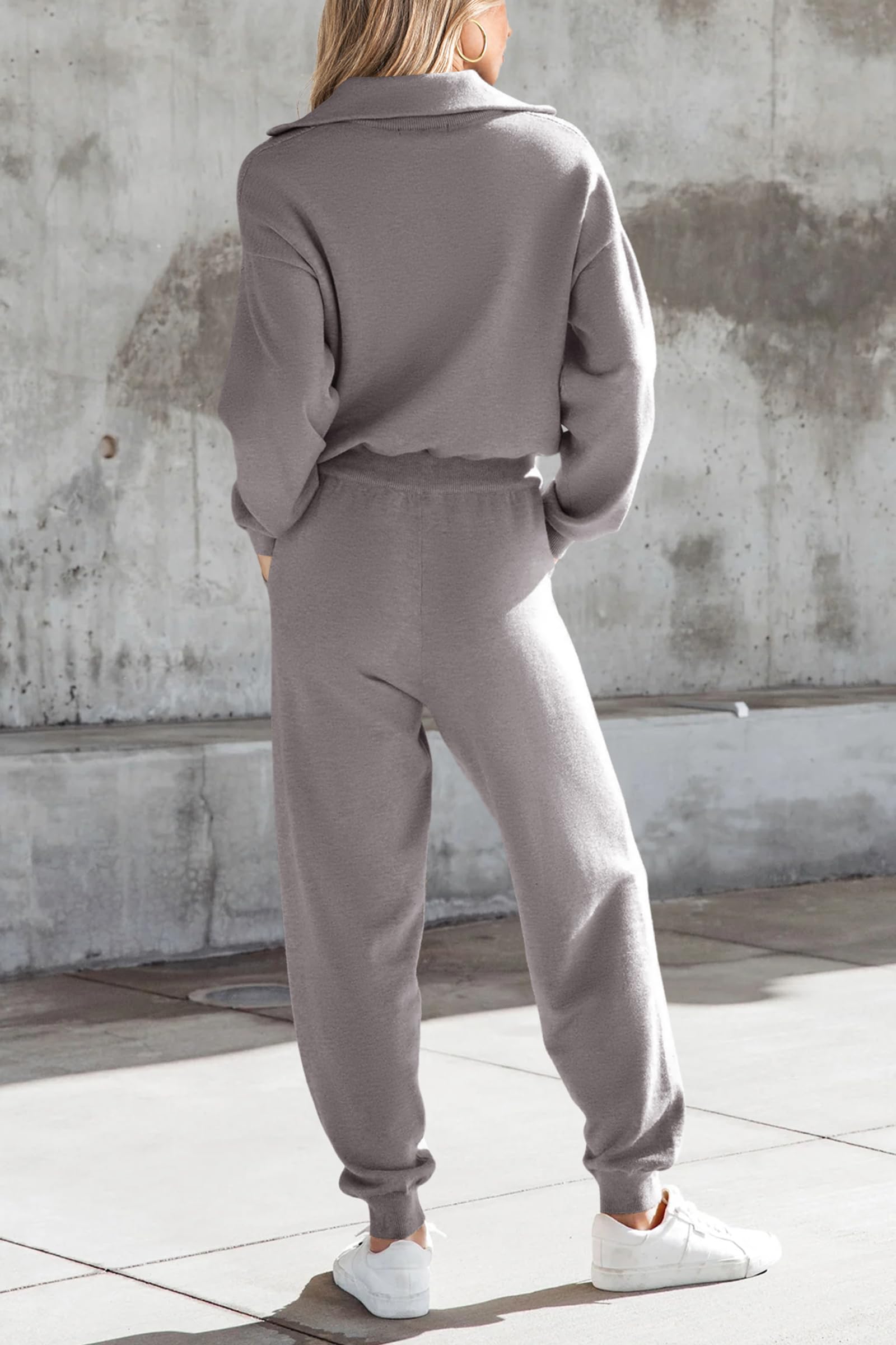 Women's 2 Piece Sweatsuits Set Fall Outfits(Light Grey,S)