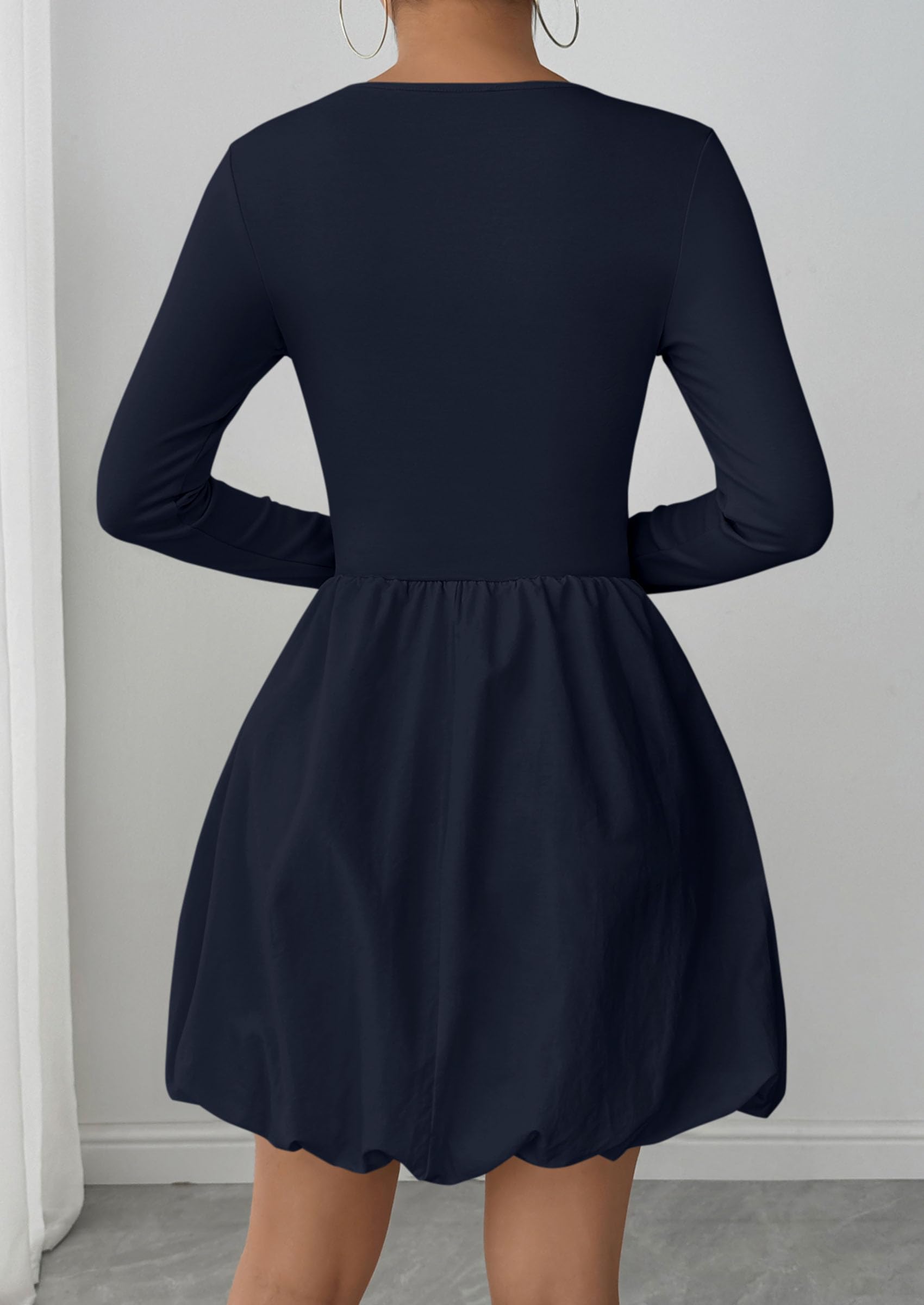 Fall Dresses for Women 2026 Bubble Mini Dress,Navy,S