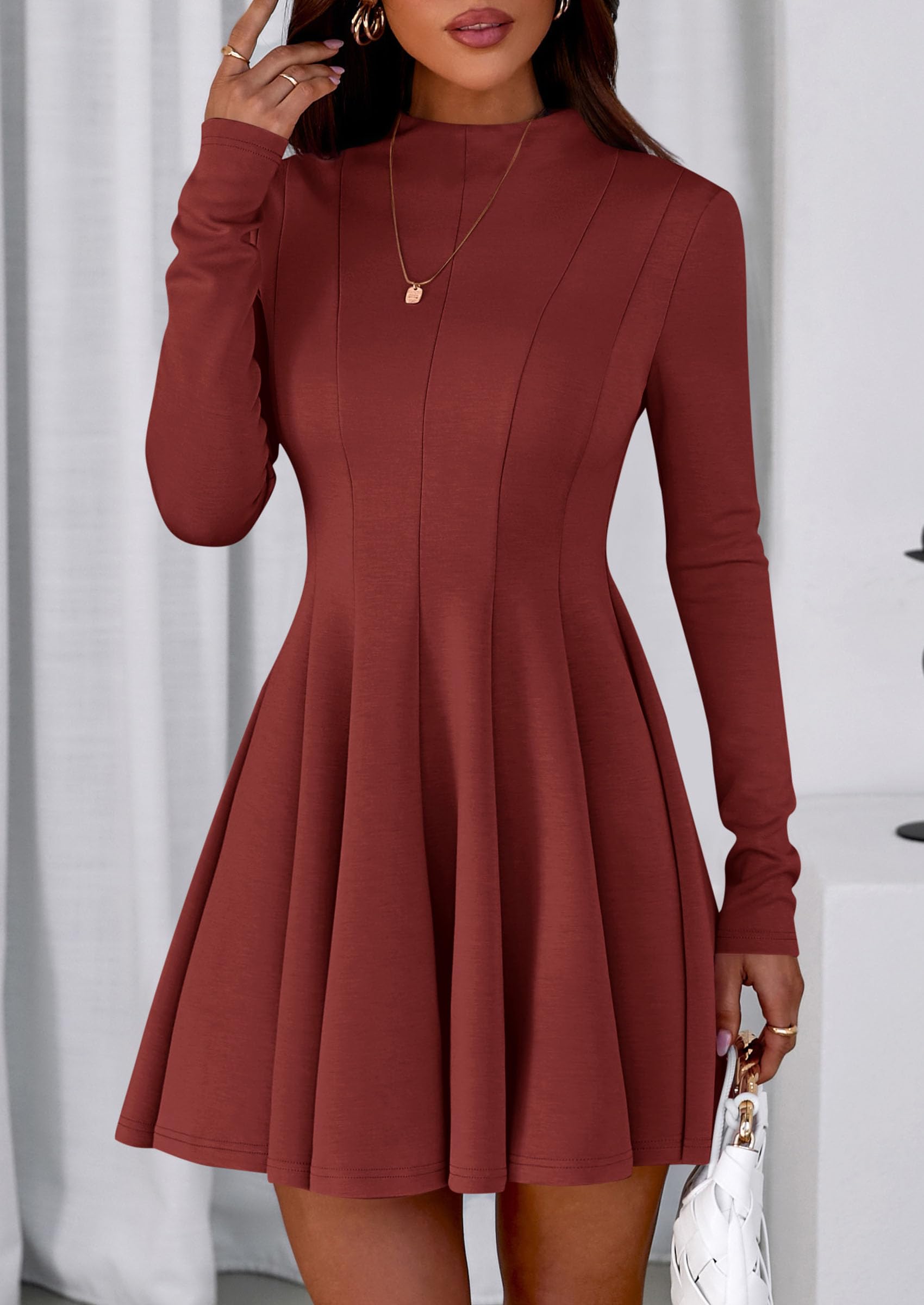 Fall Dresses for Women Long Sleeve Flowy Mini Homecoming Dress