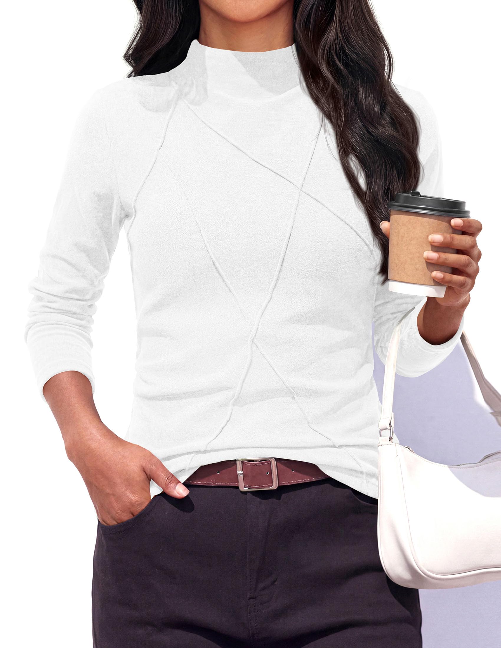 Women's Mock Neck Long Sleeve Shirts Underscrub Fall Tops