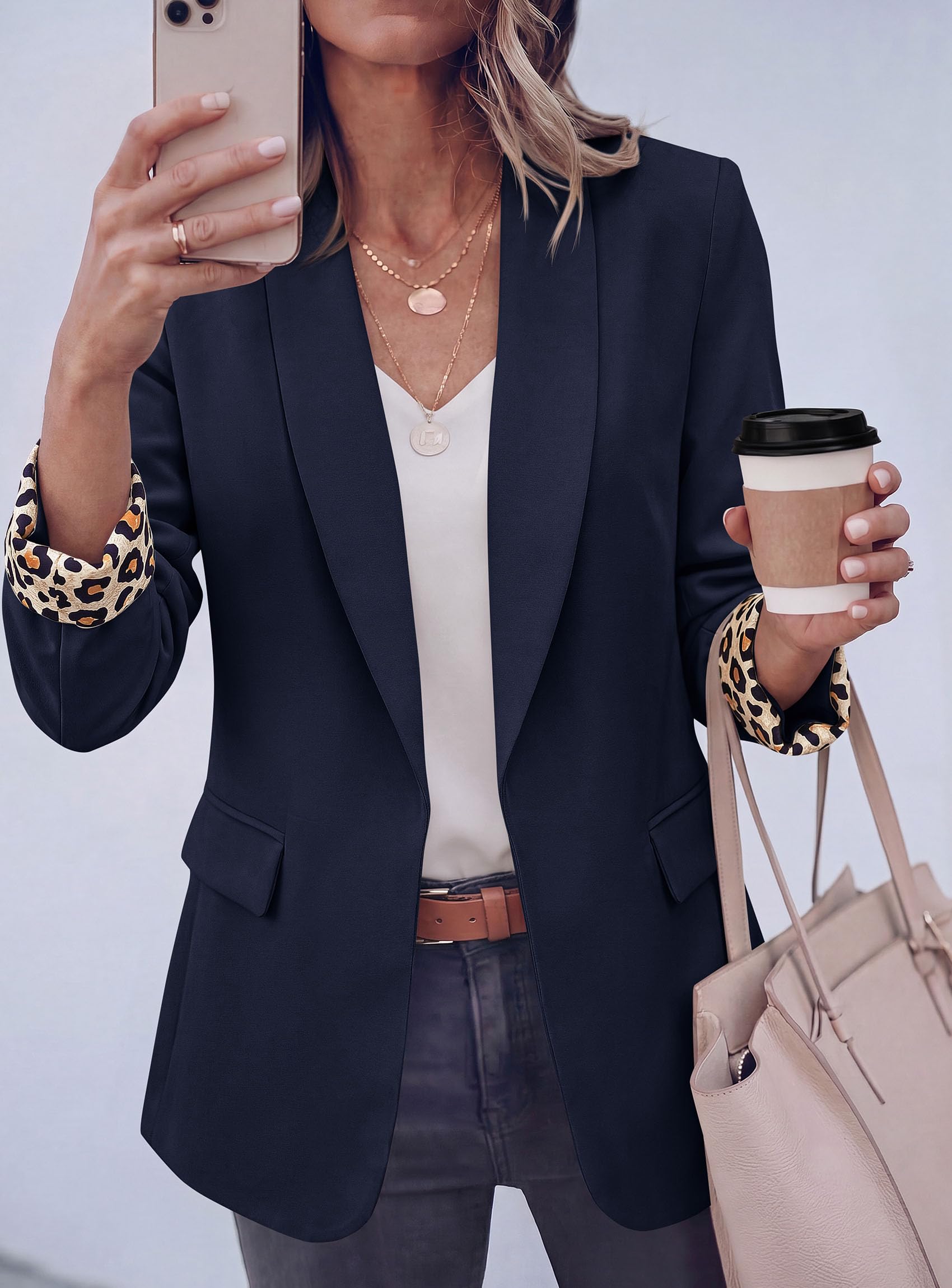 Blazers for Women Business Casual Open Front Lapel Suit Jacket