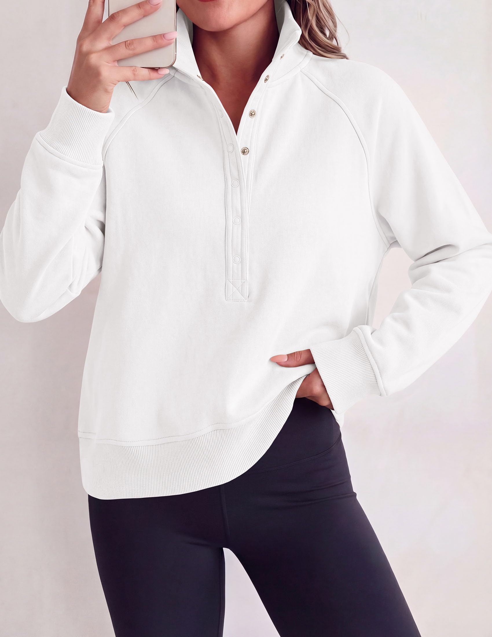 Women's Fall Oversized Sweatshirts Mock Neck Henley Pullover