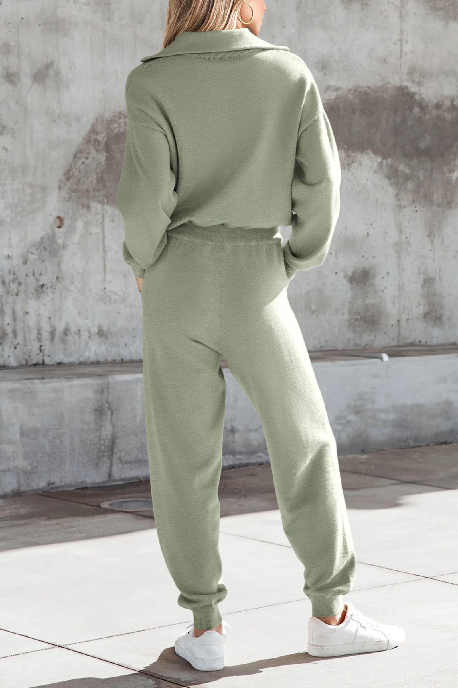 Women's 2 Piece Sweatsuits Set Fall Outfits(Light Green,S)