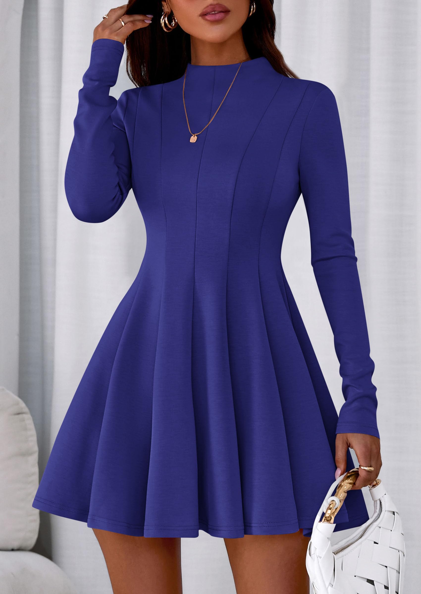 Fall Dresses for Women Long Sleeve Flowy Mini Homecoming Dress