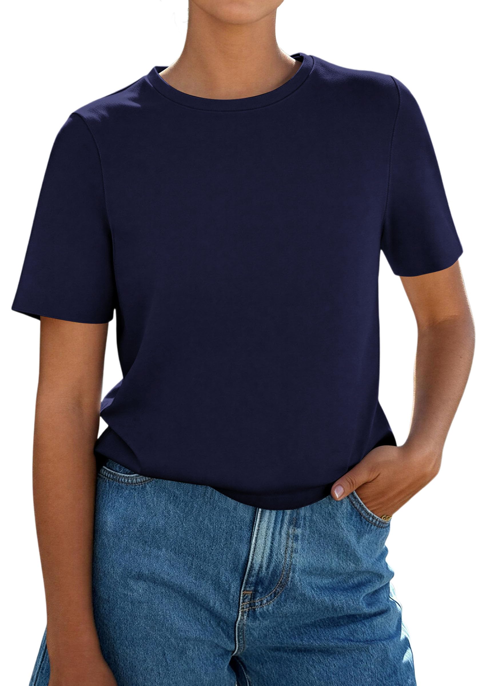 Women's Short Sleeve Cotton Tops Summer Casual T-Shirt 2026