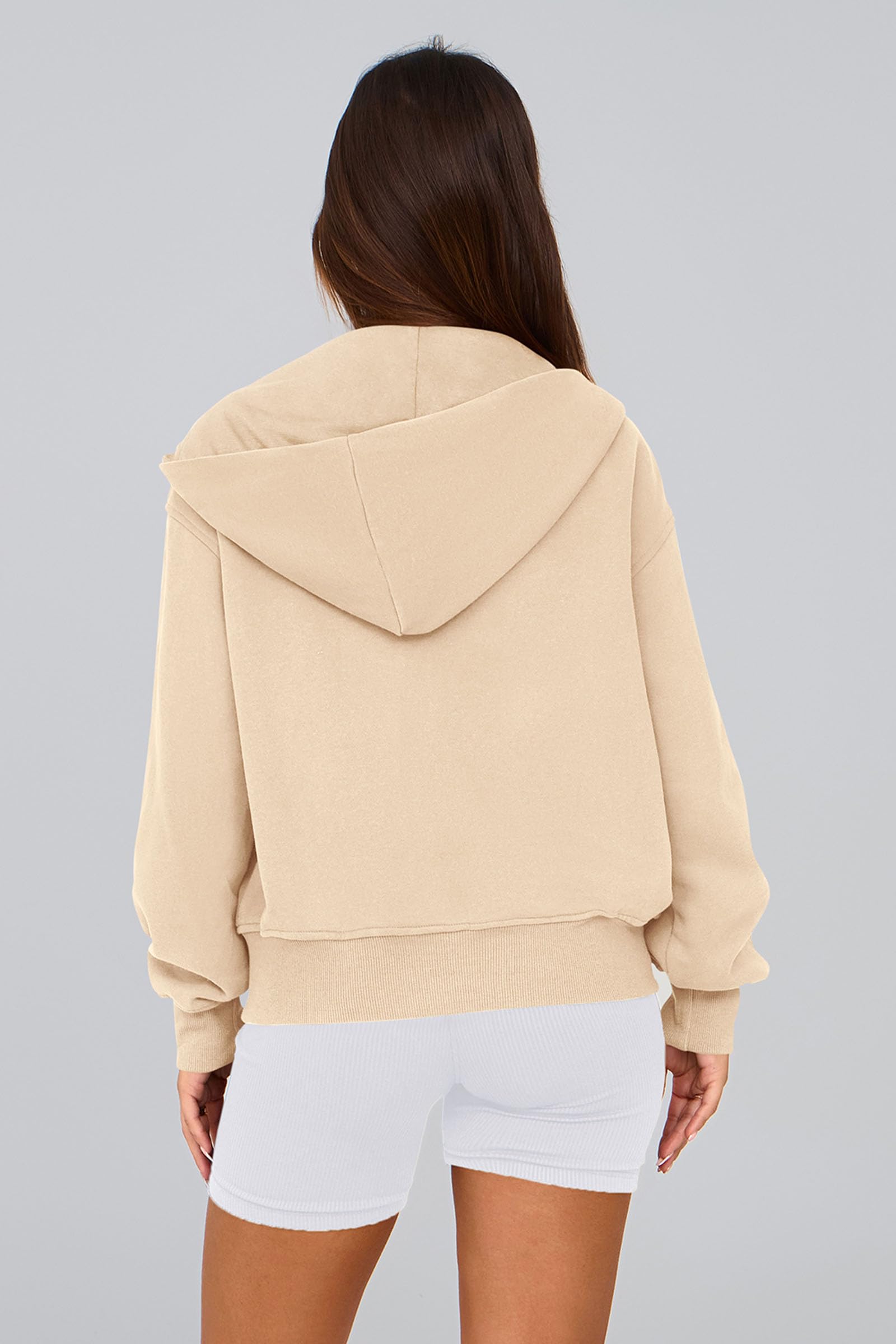 Hoodies for Women Fall Fashion Zip Up Fleece Plain Sweatshirt
