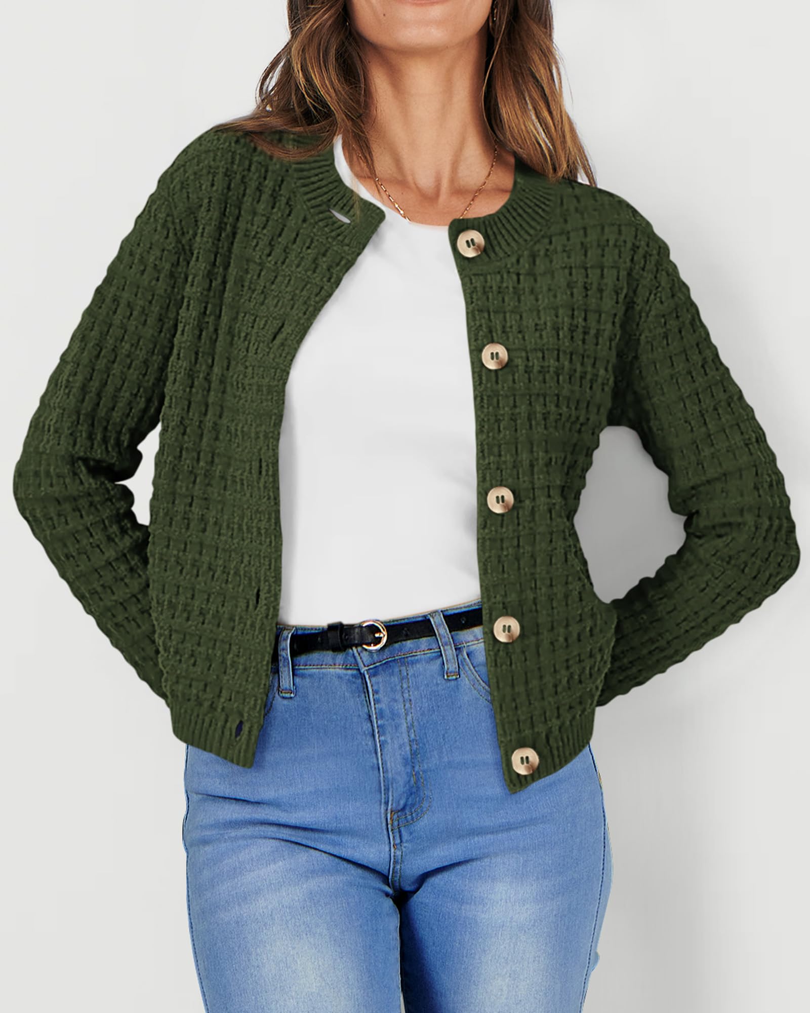Women's Fall Lightweight Cardigan Sweaters Army Green