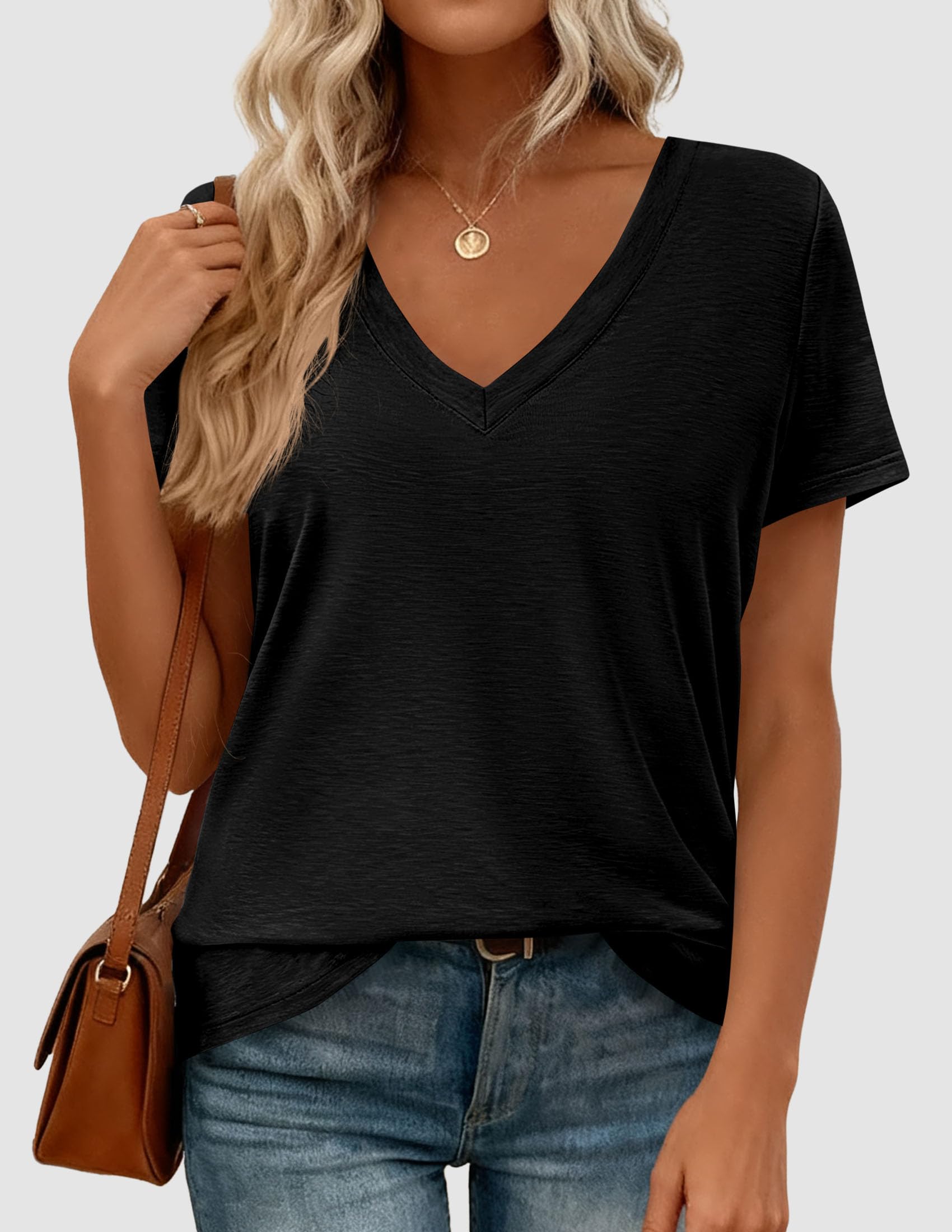 Womens Tops Short Sleeve Oversized Tshirts, Black,S