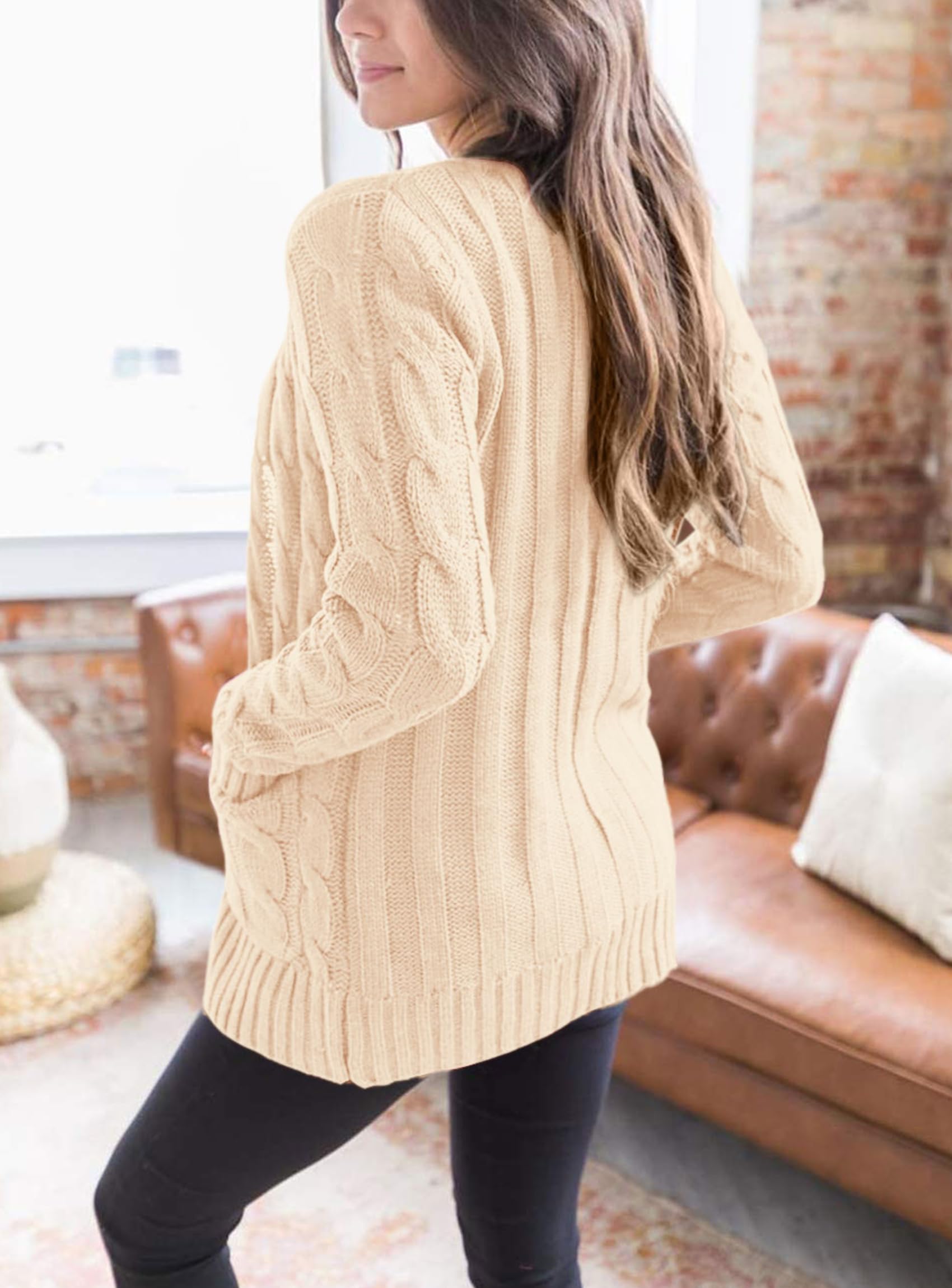 Women Chunky Cable Knit Cardigan Sweaters Fall Fashion Clothes