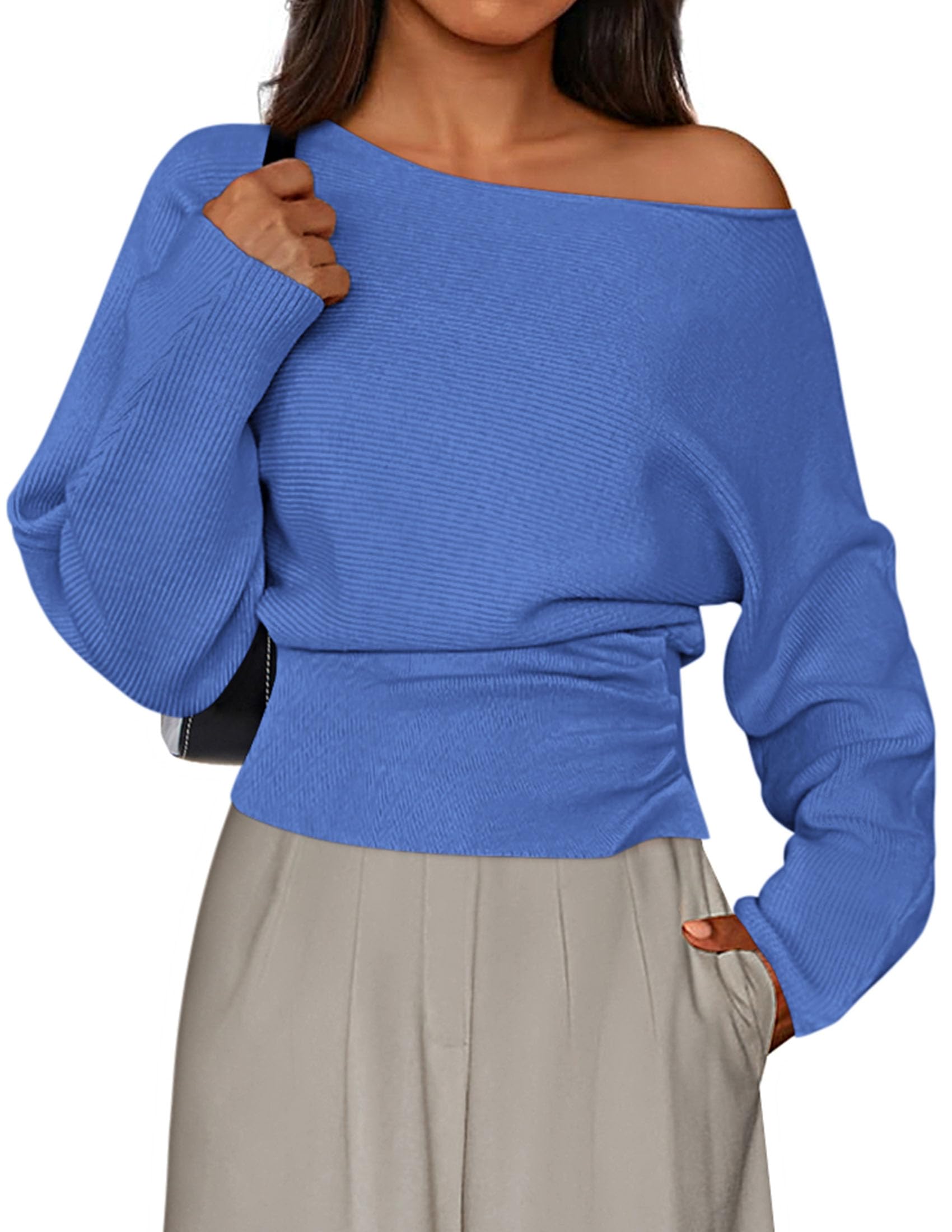 Women's Off the Shoulder Sweater Trendy Fall Going Out Tops