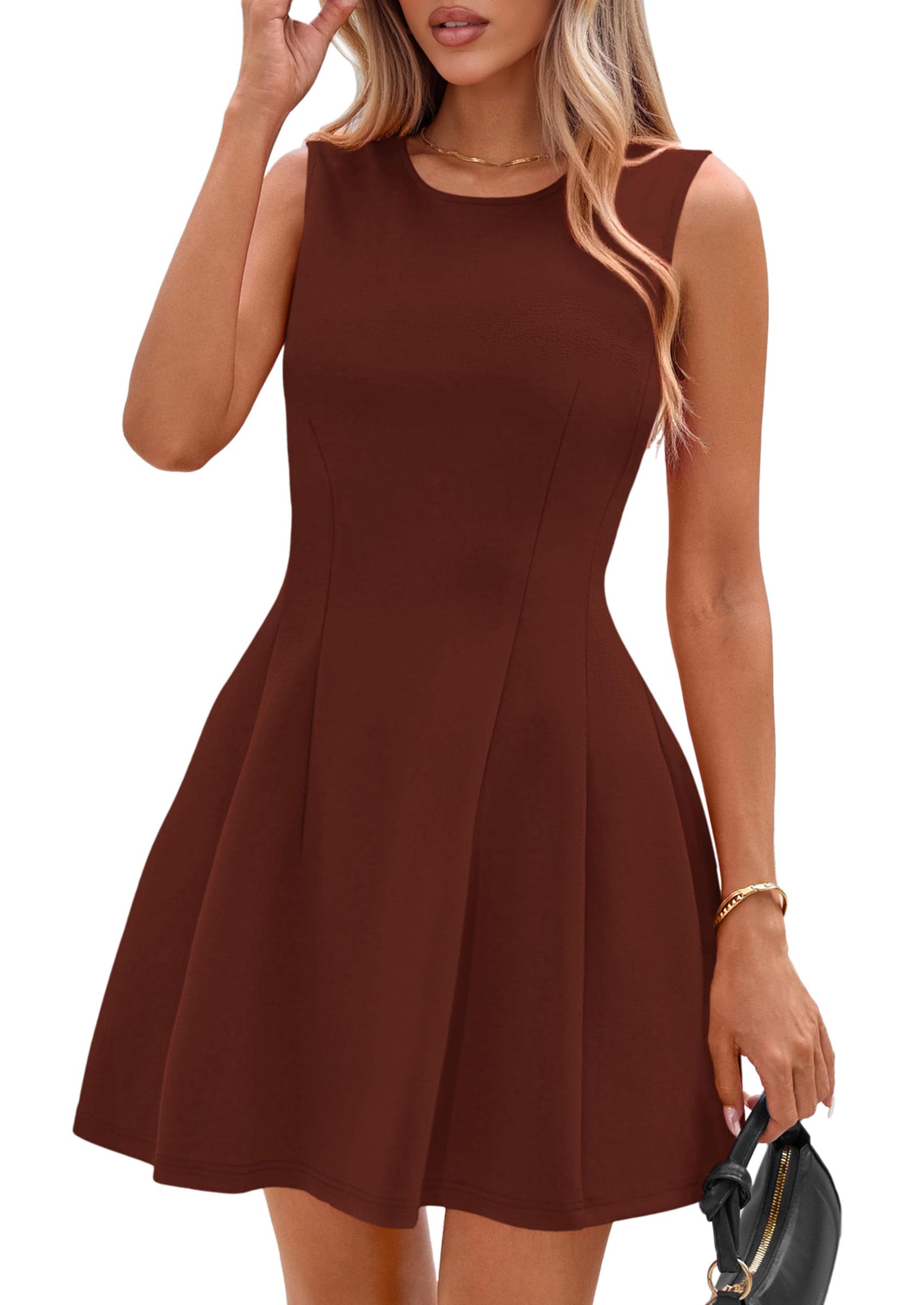 Women's A Line Elegant Summer Cocktail Dresses, Brick Red,XS