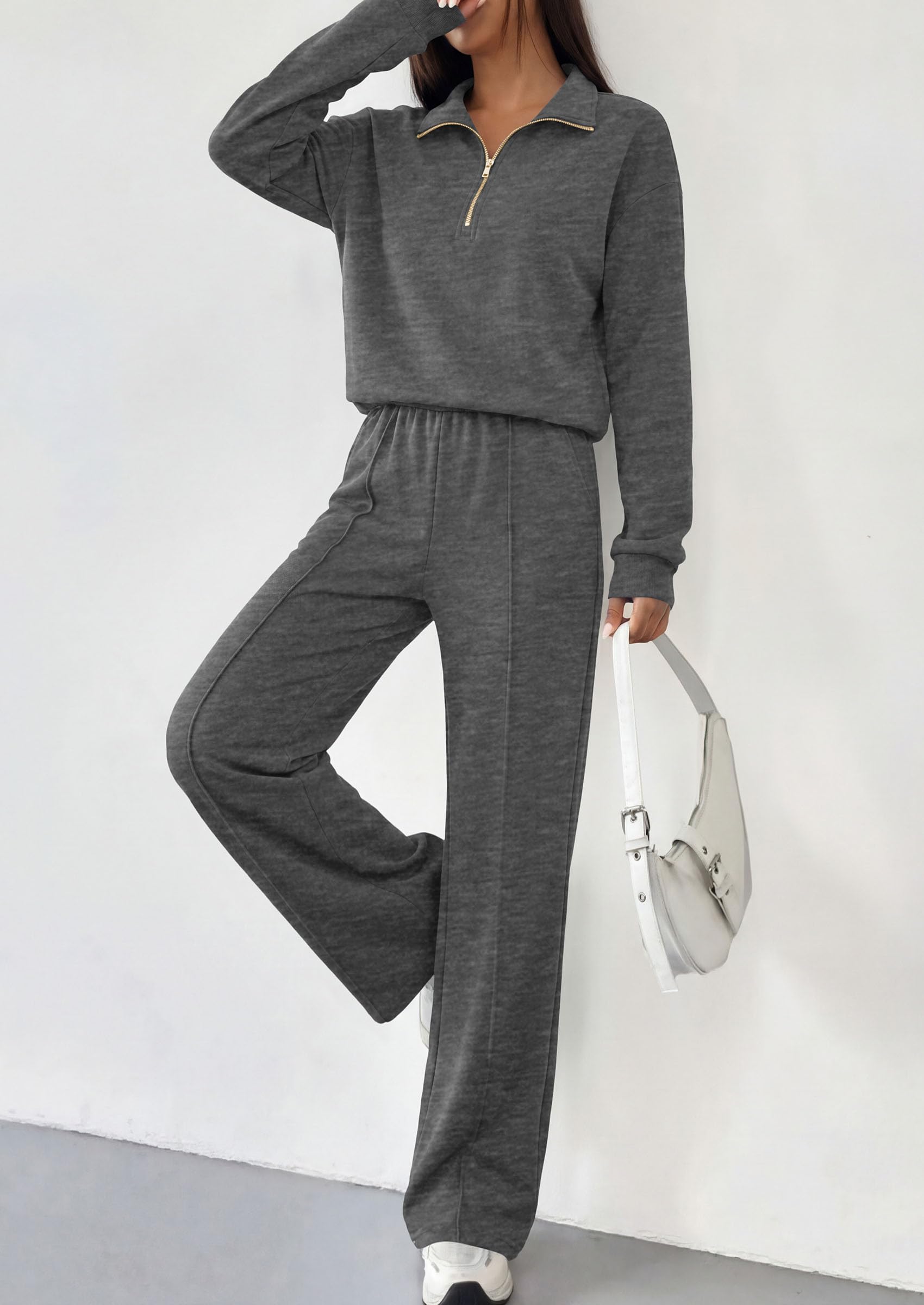 Women's Lounge Sets 2 Piece Outfits Sweatsuits,Grey,S
