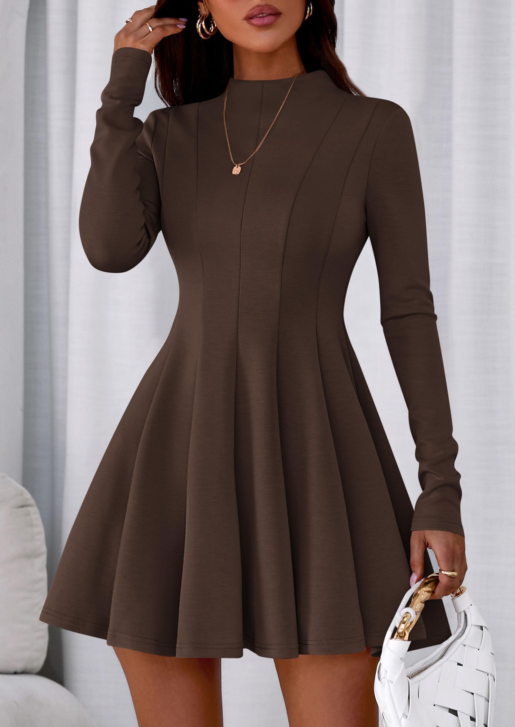 Fall Dresses for Women Long Sleeve Flowy Mini Homecoming Dress