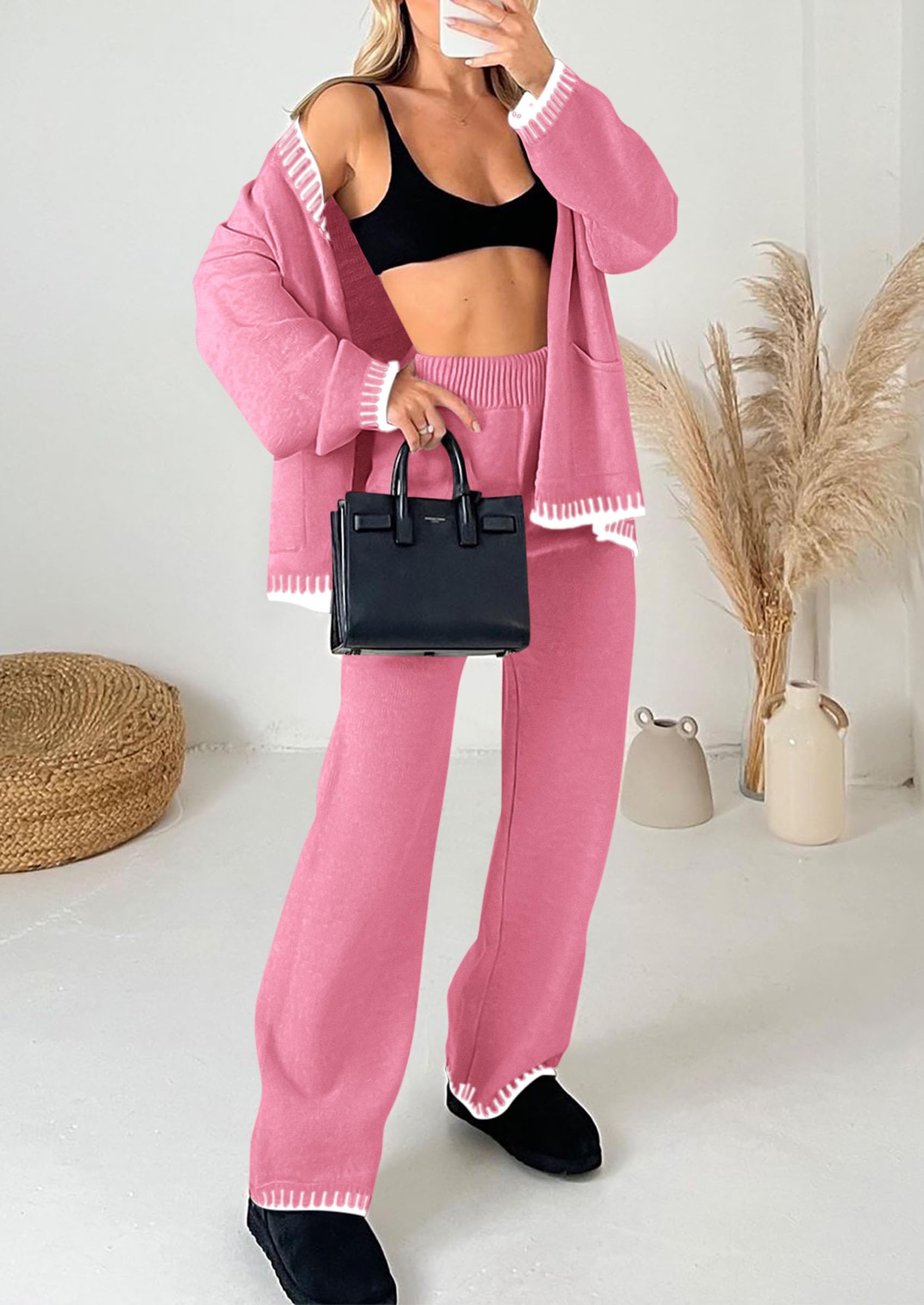 Women's Fall 2 Piece Matching Cozy Knit Sweater Lounge Sets